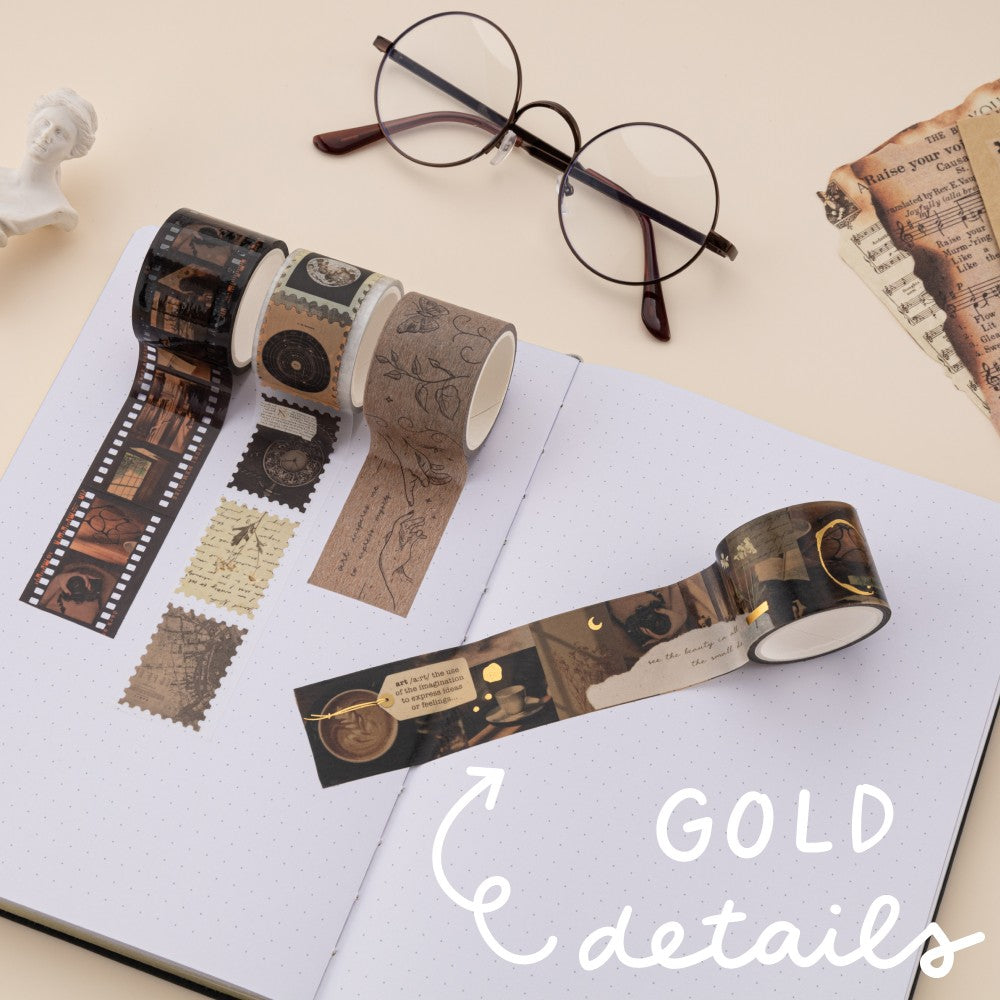 Tsuki 'Dark Academia' Washi Tape Set ☾