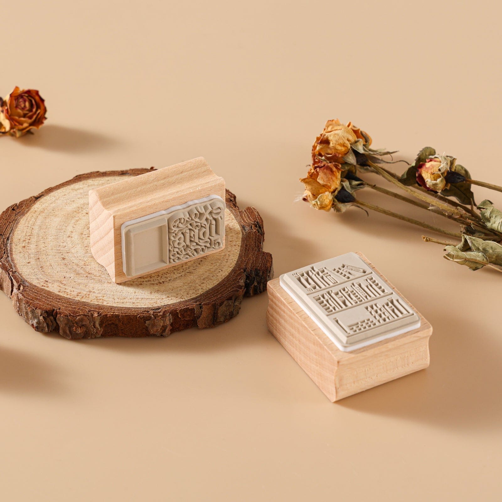 Hinoki - 'Into the Library' Engraved Wooden Stamp Set