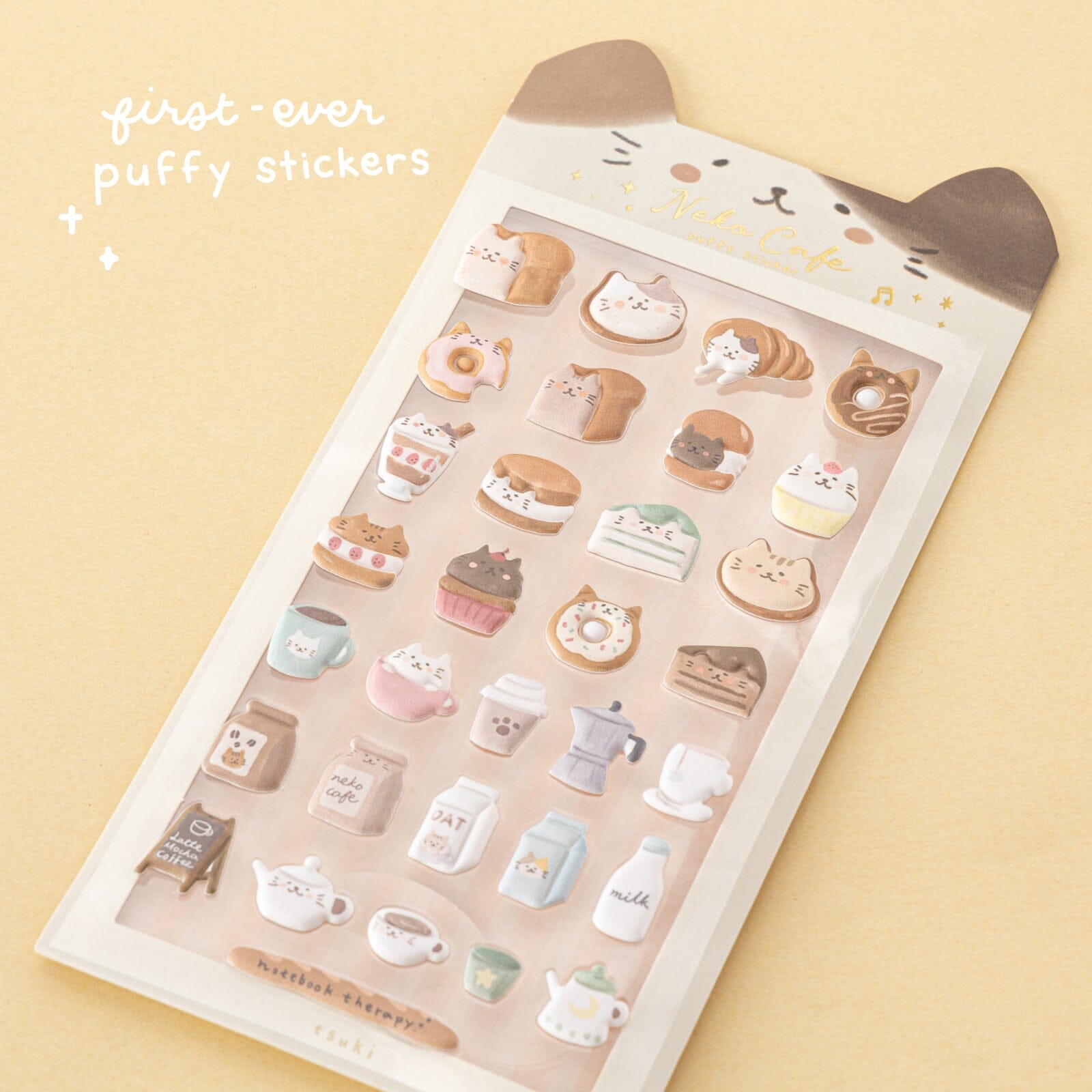 Tsuki 'Neko Cafe' 3D Puffy Sticker Set ☾