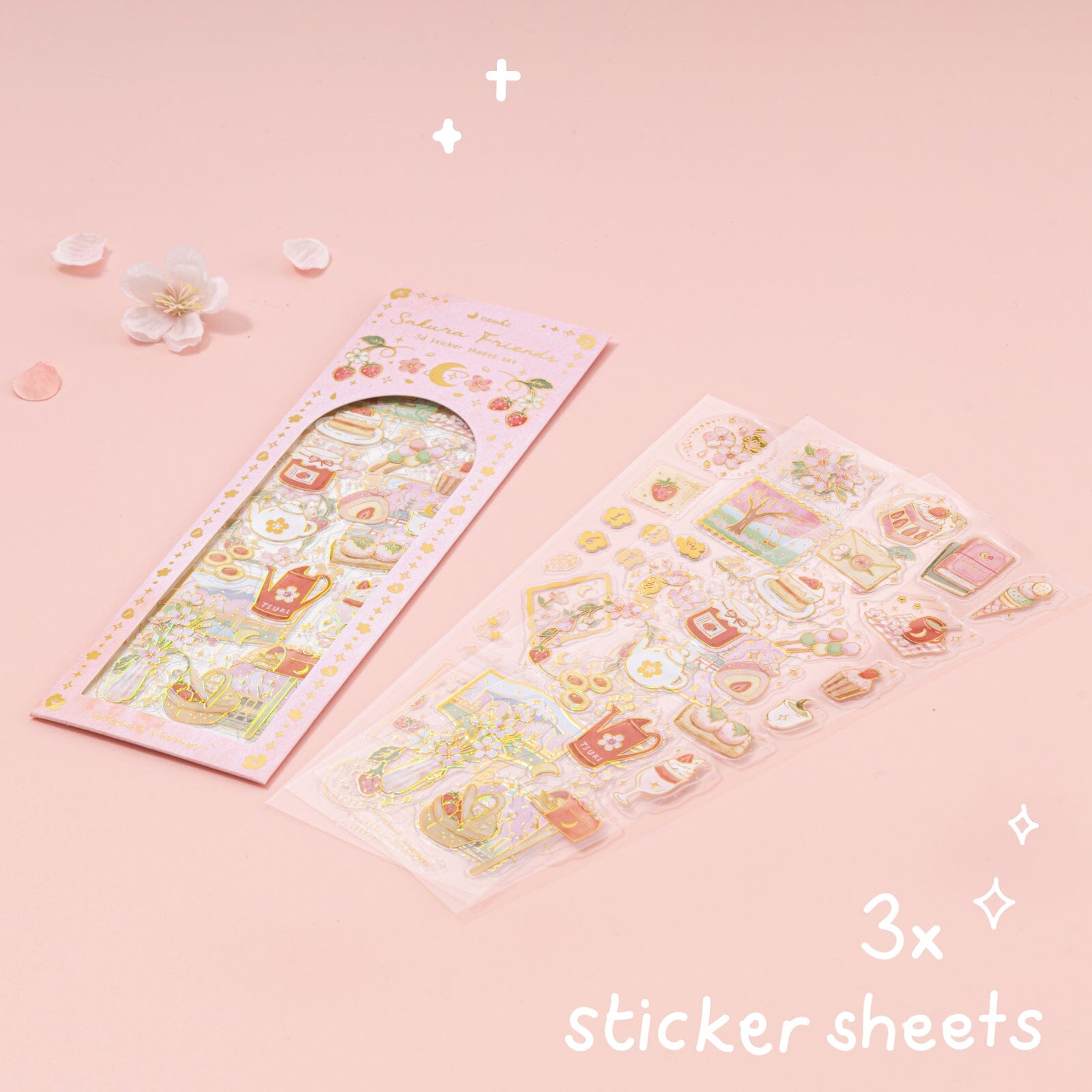 Tsuki 'Sakura Friends' 3D Holographic Sticker Set ☾