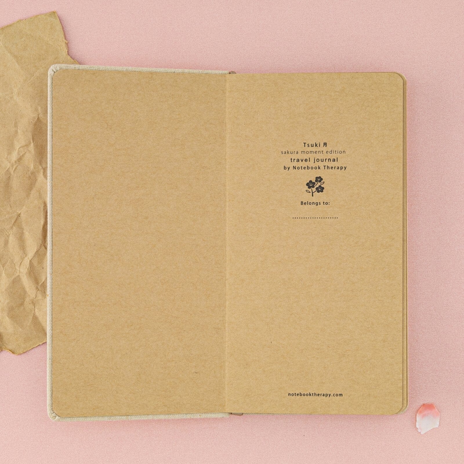 Tsuki 'Sakura Breeze' Kraft Paper Travel Notebook ☾