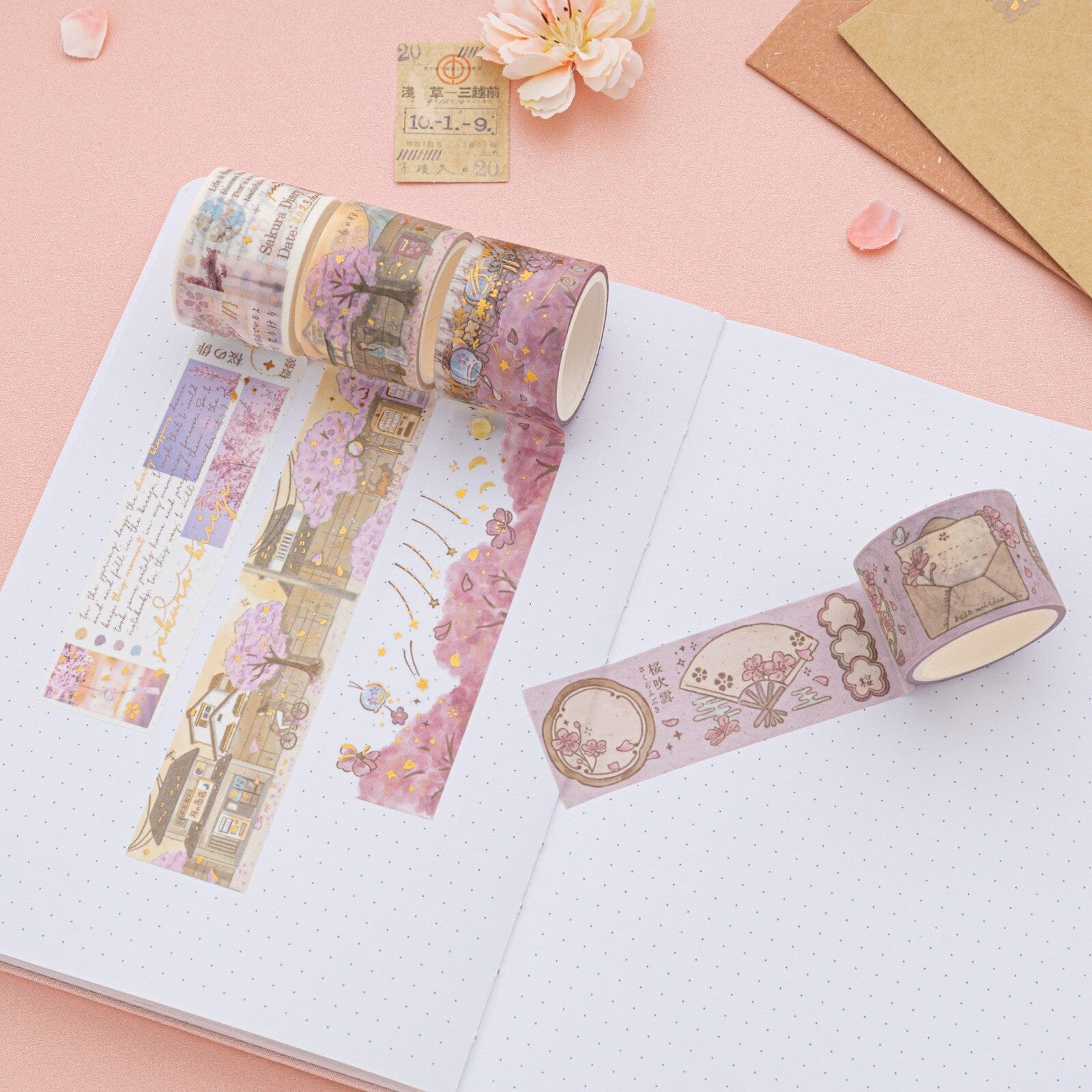 Tsuki 'Sakura Breeze' Washi Tape Set ☾