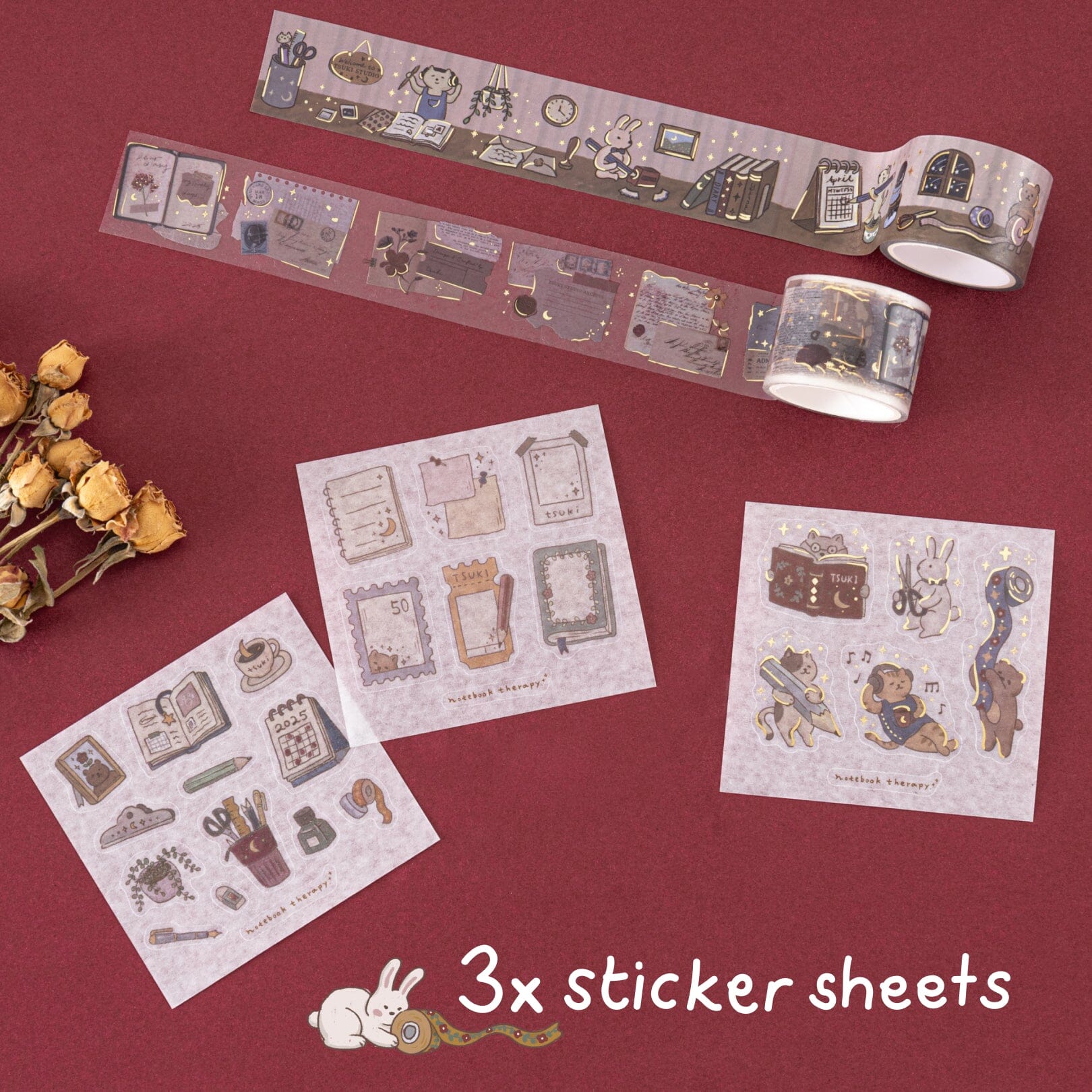 Tsuki 'Tsuki Studio' Washi Tape Set ☾