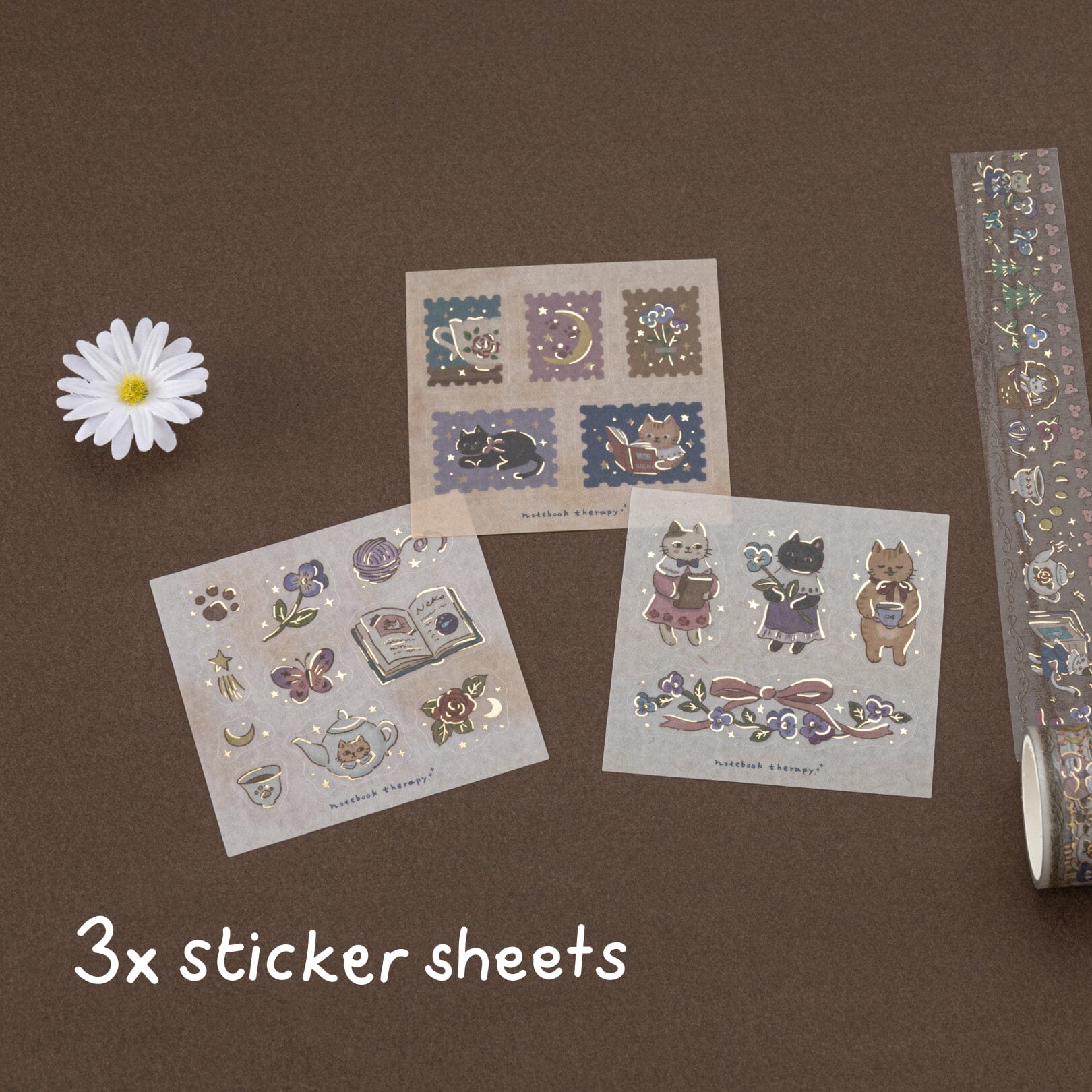 Tsuki 'Vintage Neko' Washi Tape Set ☾