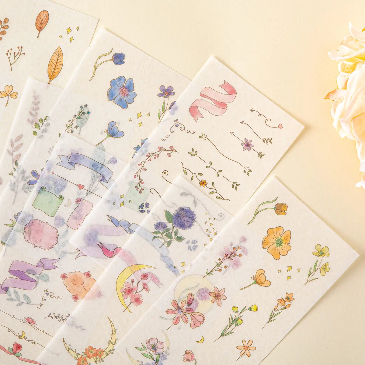 Tsuki 'Watercolour Garden' Stickers - Set Of 10