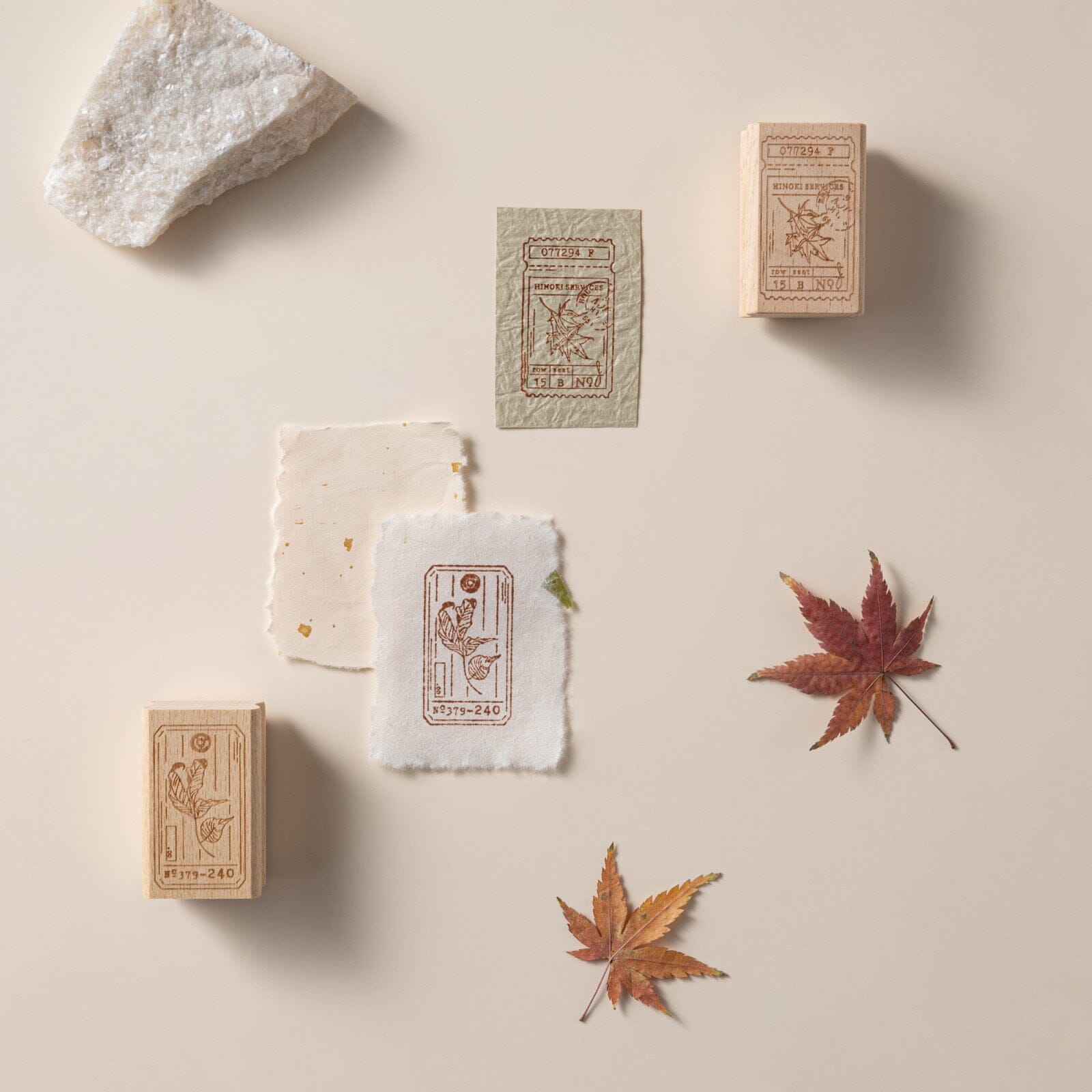 Hinoki - 'Into the Fall' Engraved Wooden Stamps Set