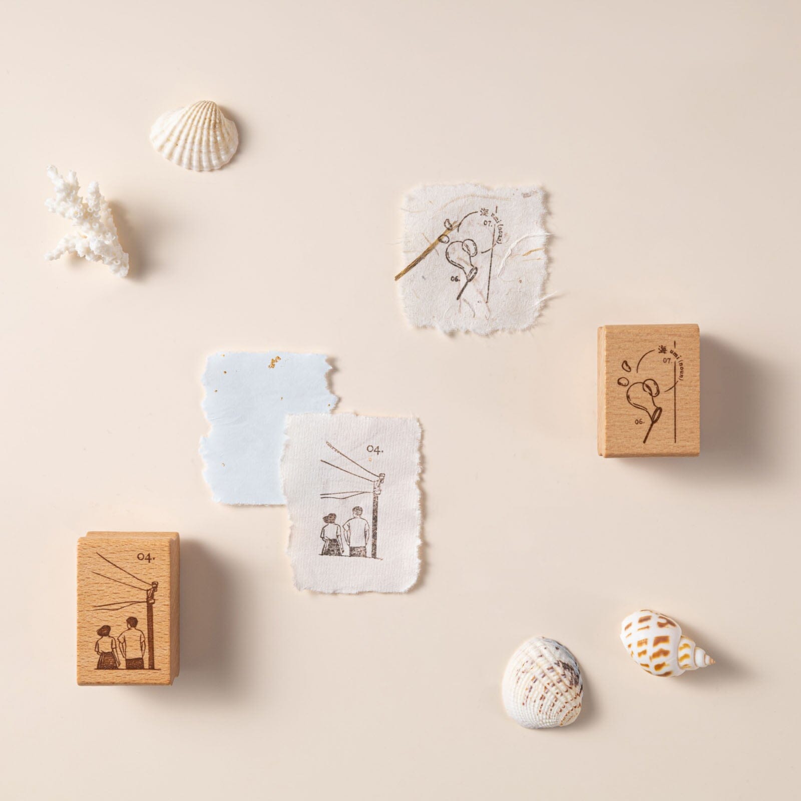 Hinoki - 'Into the Wave' Wooden Stamps Set