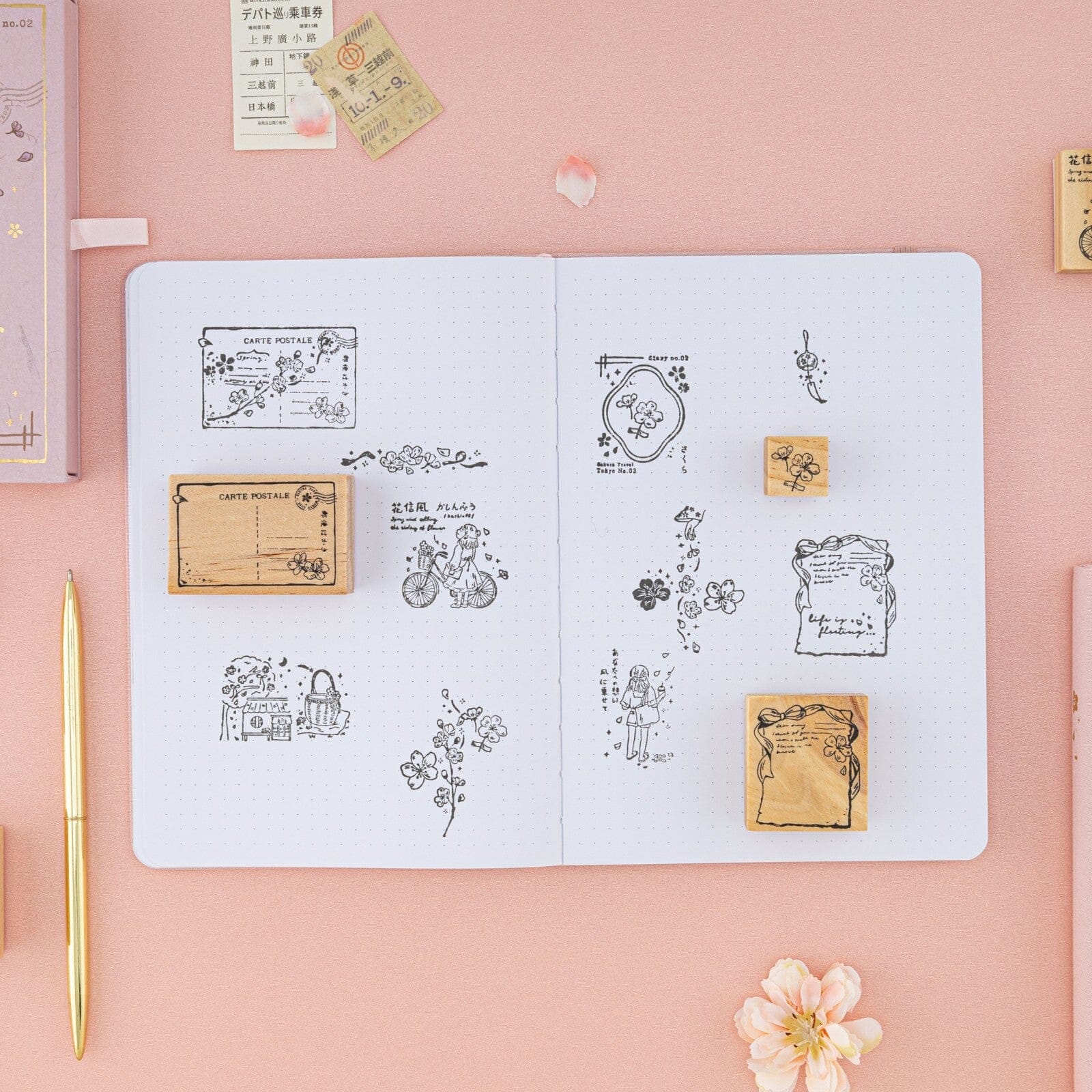 Tsuki 'Sakura Breeze' Bullet Journal Stamp Set ☾