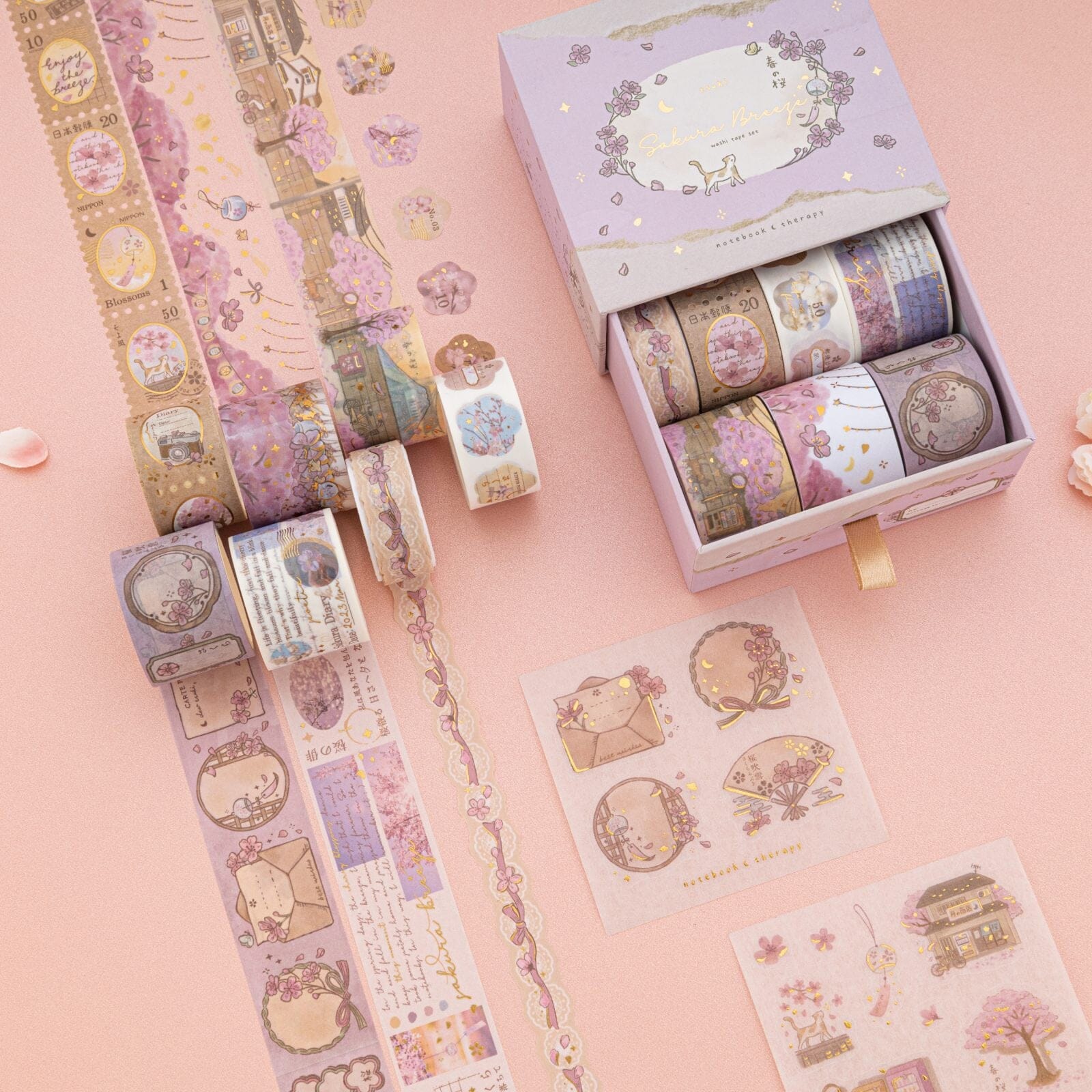Tsuki 'Sakura Breeze' Washi Tape Set ☾