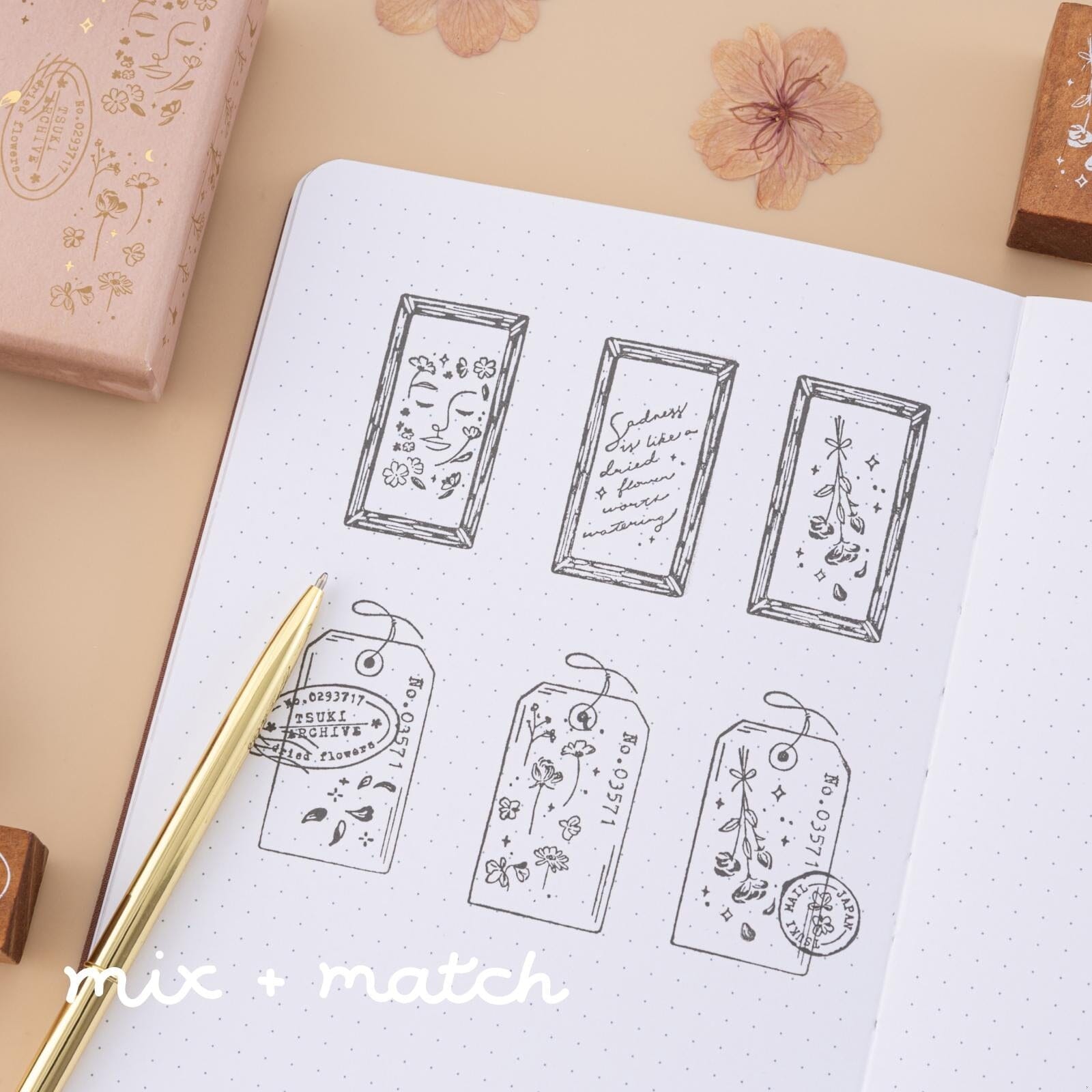 Tsuki 'Dried Flowers' Bullet Journal Stamp Set ☾