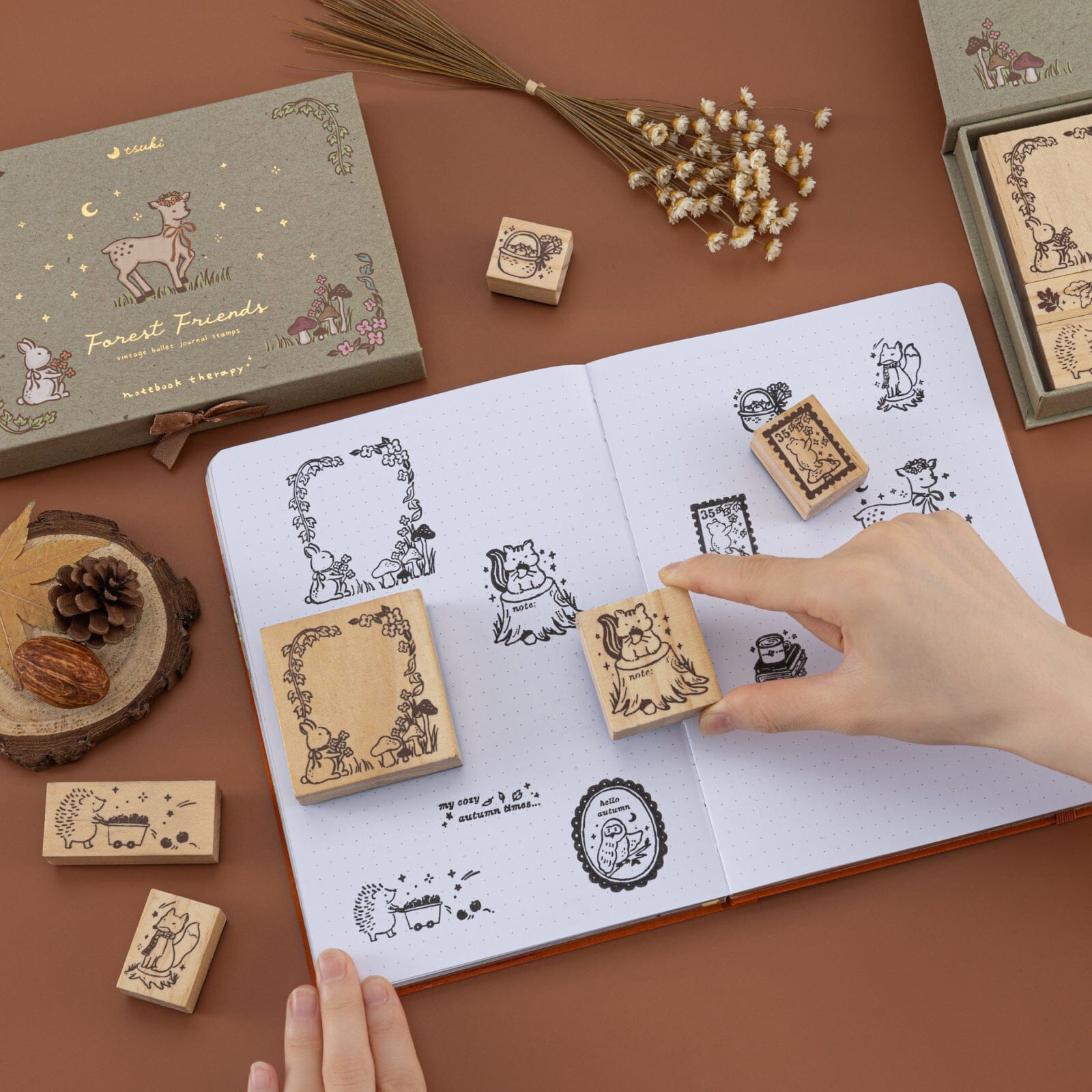 Tsuki 'Forest Friends' Bullet Journal Stamp Set ☾