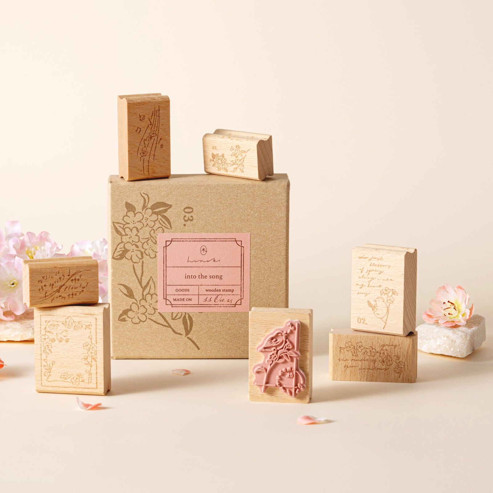 Hinoki - 'Into the Song' Engraved Wooden Stamps Set