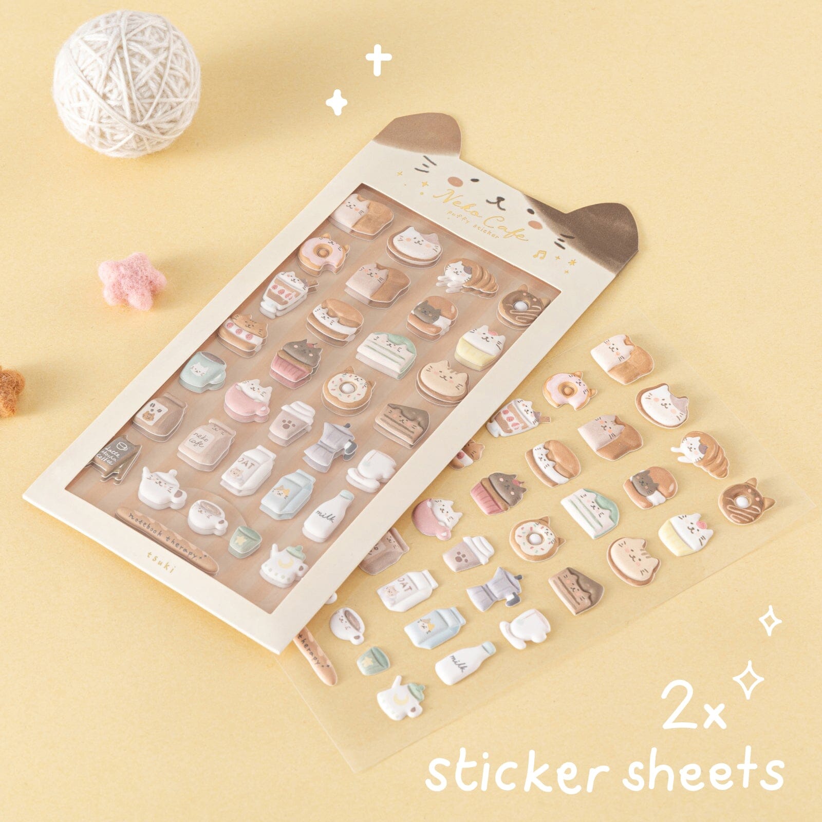 Tsuki 'Neko Cafe' 3D Puffy Sticker Set ☾
