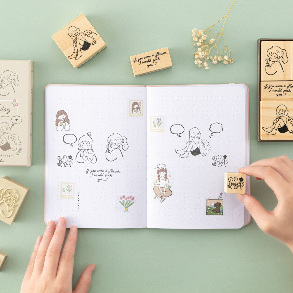Tsuki 'Happy Day' Bullet Journal Stamp Set by Notebook Therapy x Peppoko ☾