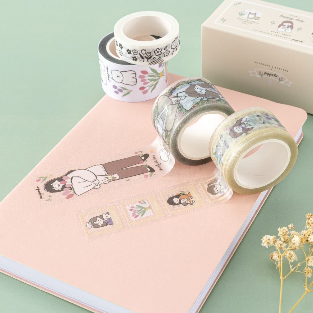 Tsuki 'Happy Day' Washi Tape Set by Notebook Therapy x Peppoko ☾