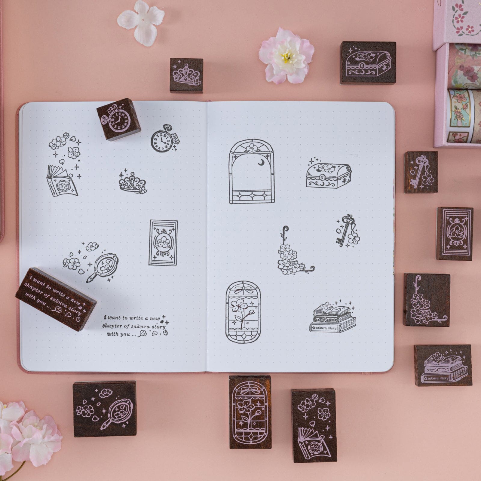 Tsuki 'Sakura Story' Bullet Journal Stamp Set ☾