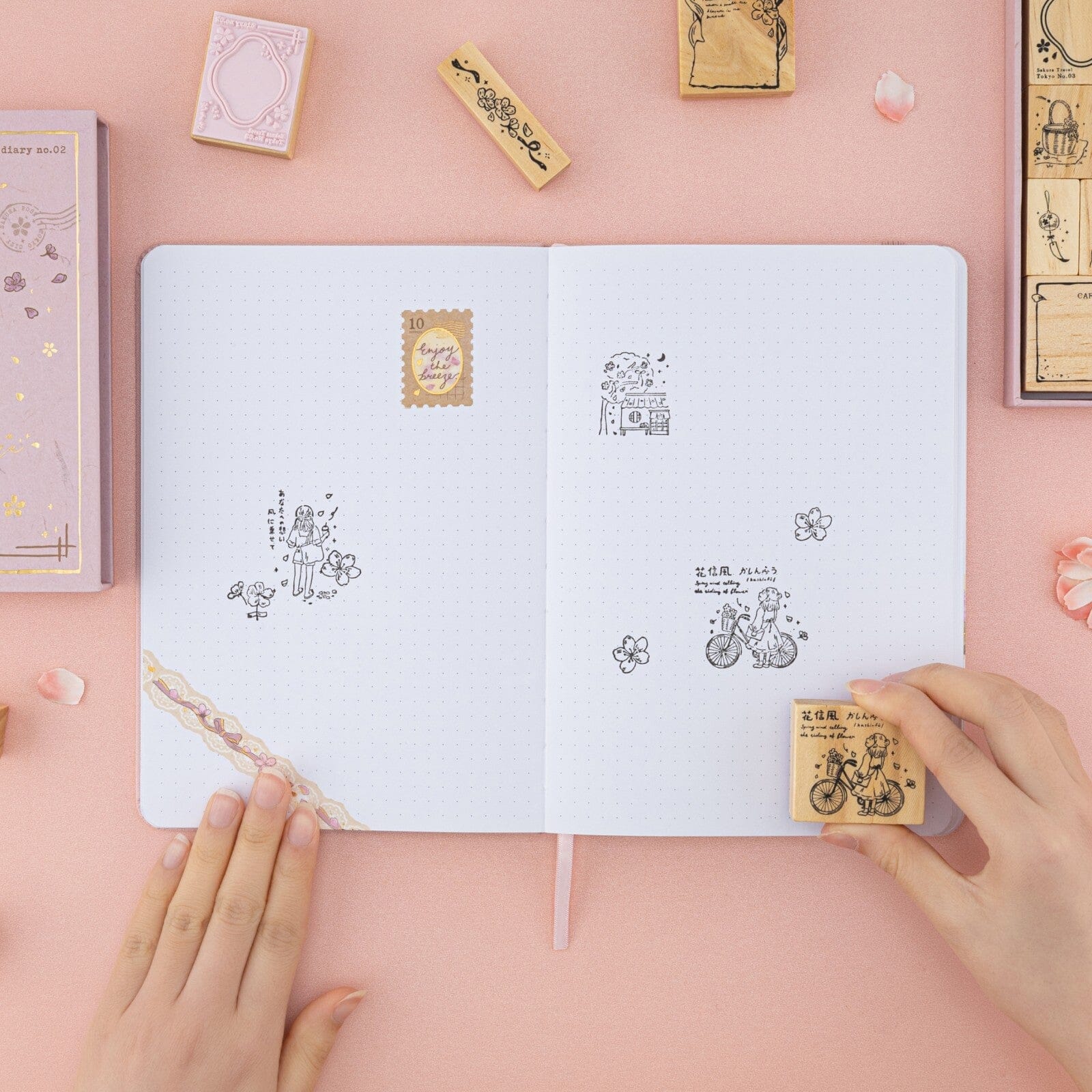 Tsuki 'Sakura Breeze' Bullet Journal Stamp Set ☾