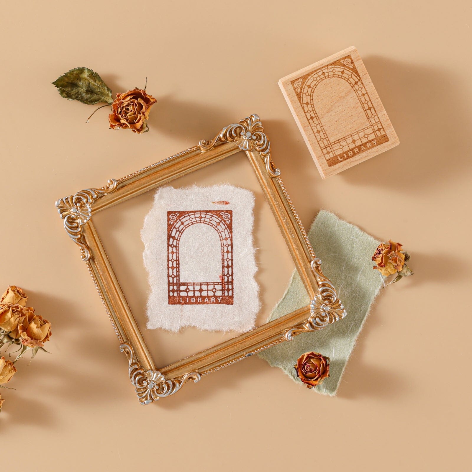 Hinoki - 'Into the Library' Engraved Wooden Stamp Set