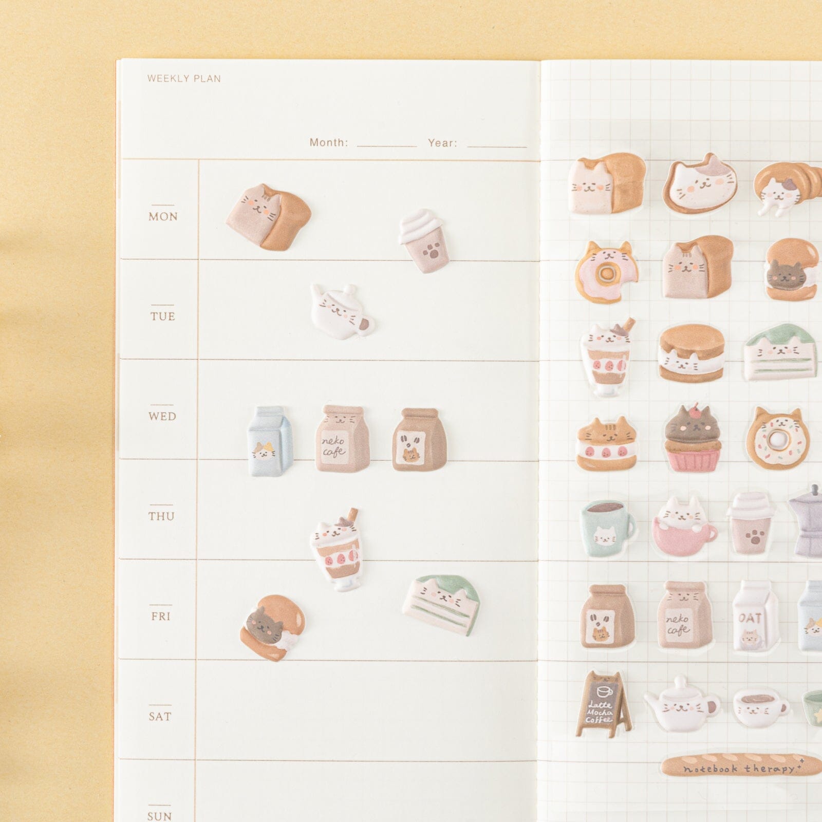 Tsuki 'Neko Cafe' 3D Puffy Sticker Set ☾