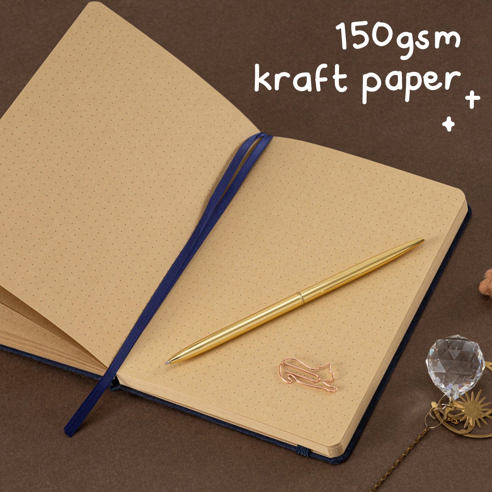 Tsuki 'Midnight Neko Dreams' Kraft Paper Bullet Journal ☾