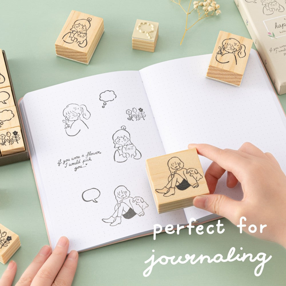 Tsuki 'Happy Day' Bullet Journal Stamp Set by Notebook Therapy x Peppoko ☾