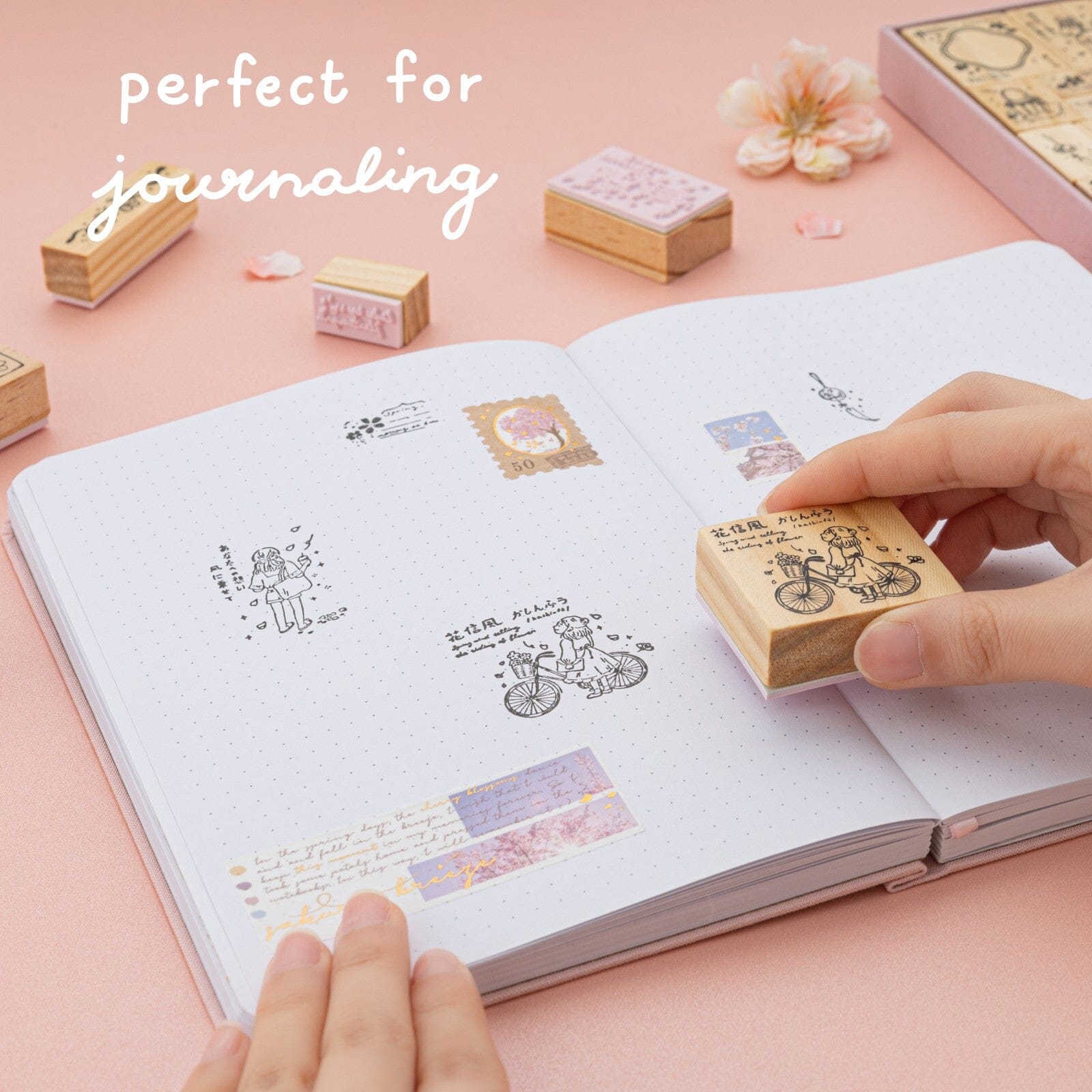 Tsuki 'Sakura Breeze' Bullet Journal Stamp Set ☾
