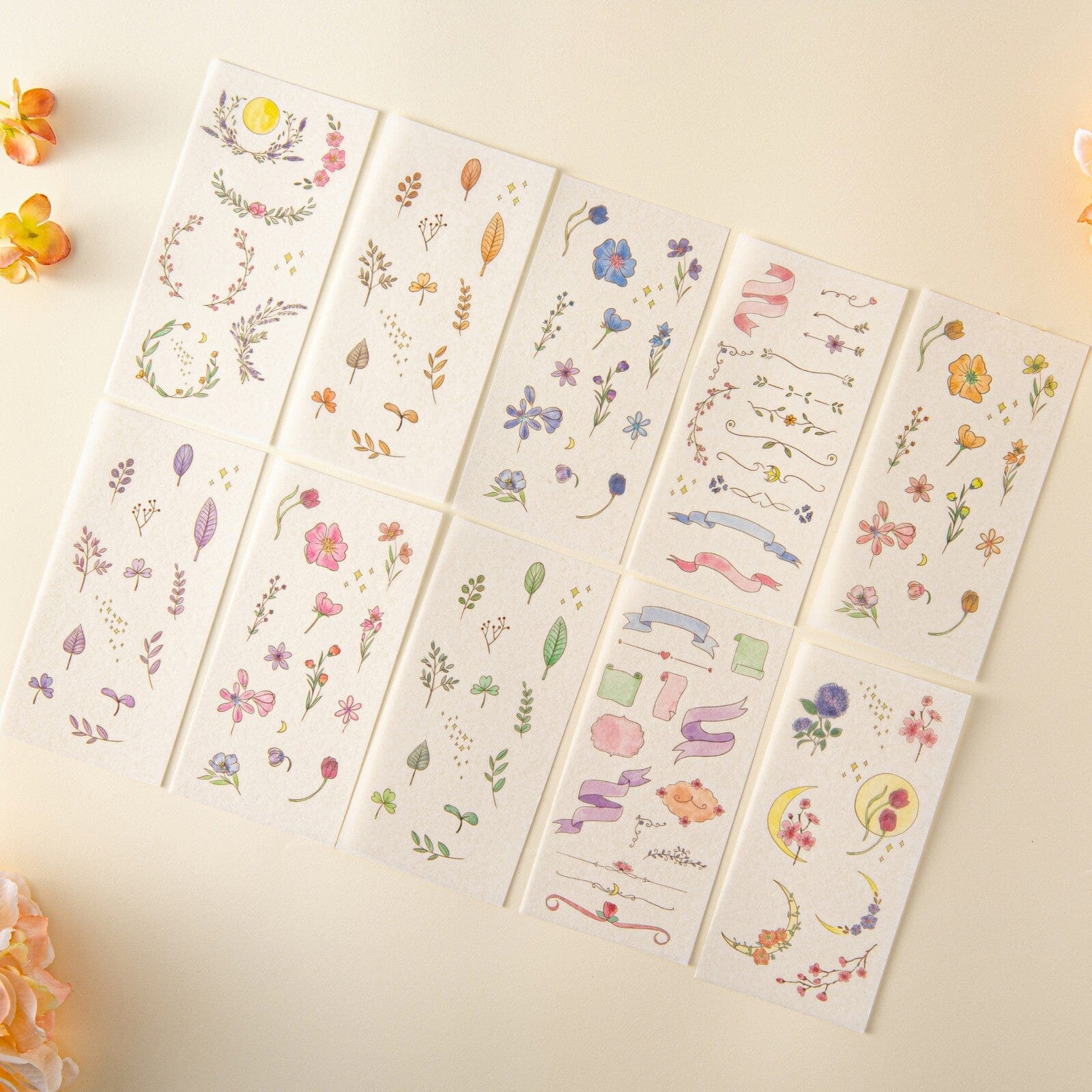 Tsuki 'Watercolour Garden' Stickers - Set Of 10