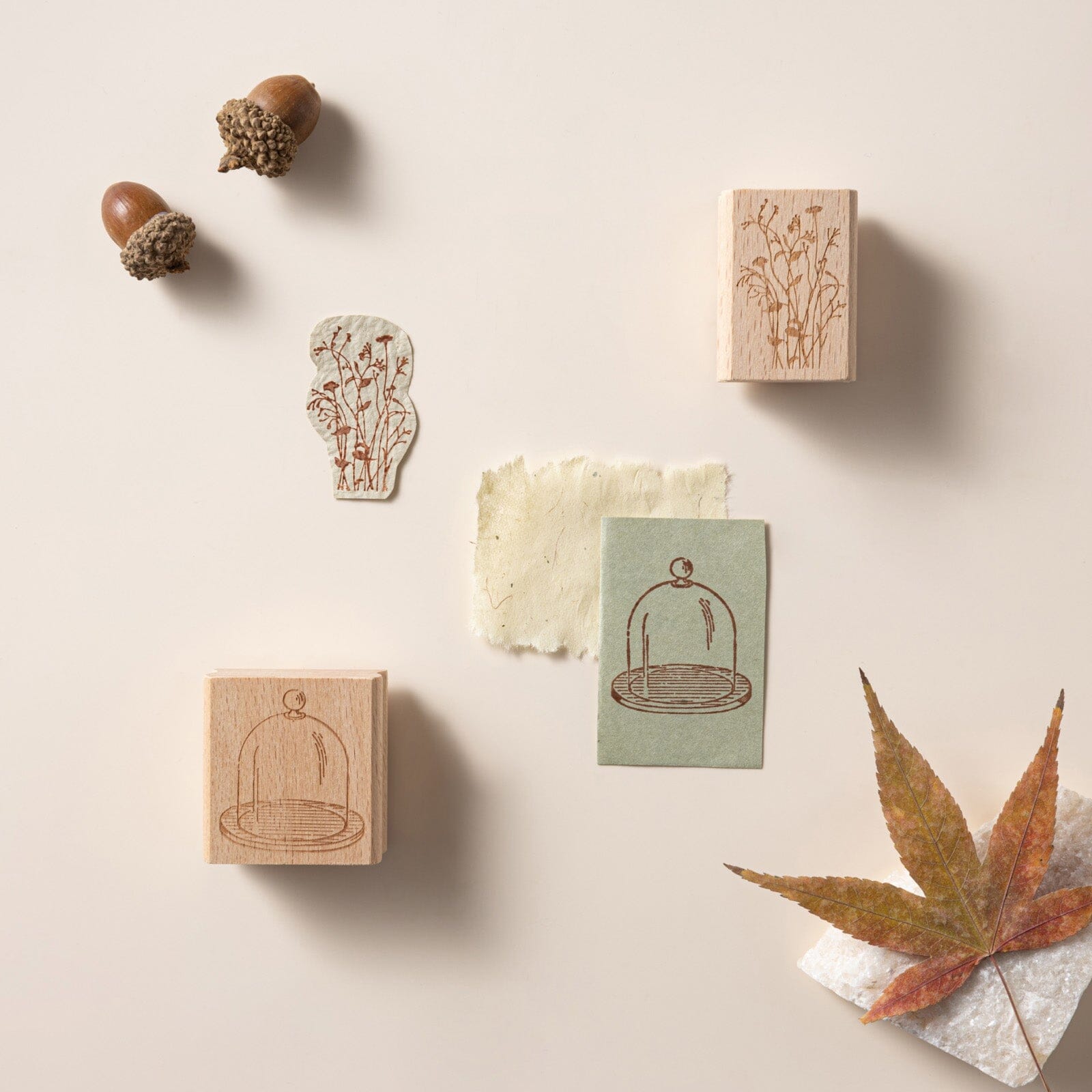 Hinoki - 'Into the Fall' Engraved Wooden Stamps Set