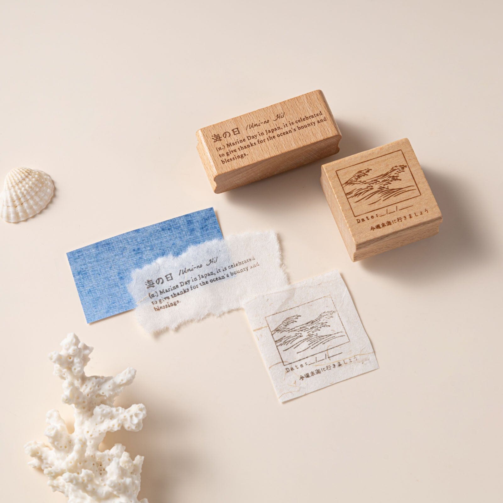 Hinoki - 'Into the Wave' Wooden Stamps Set