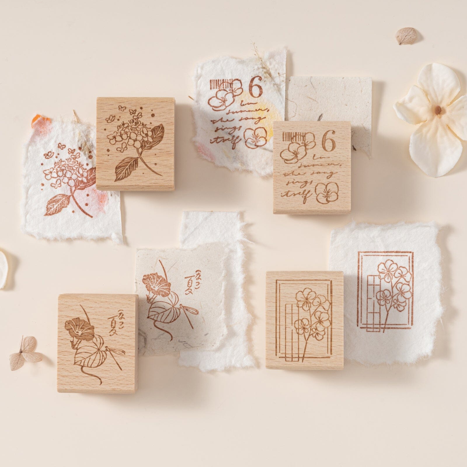 Hinoki - 'Into the Summer' Engraved Wooden Stamp Set