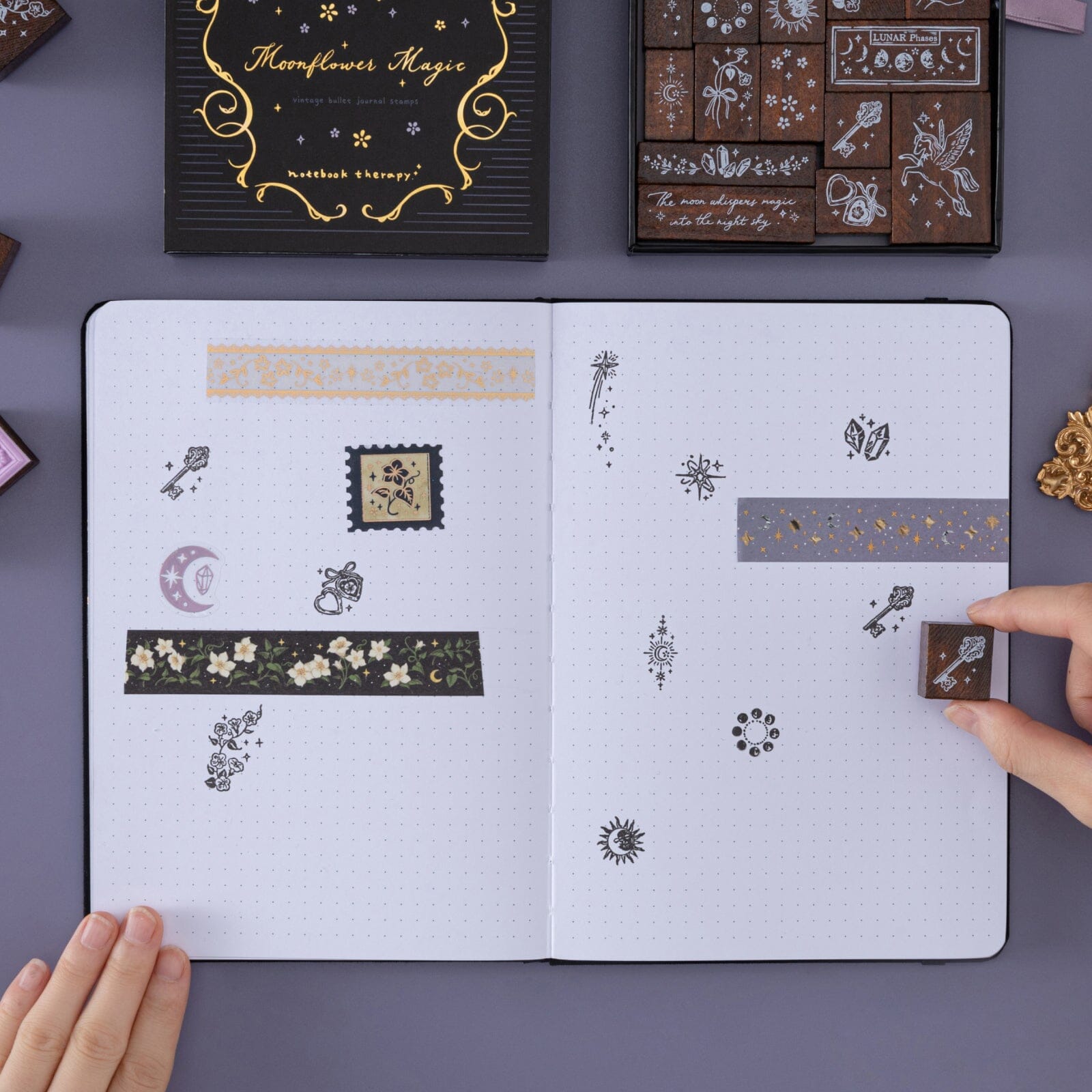Tsuki 'Moonflower Magic' Bullet Journal Stamp Set ☾