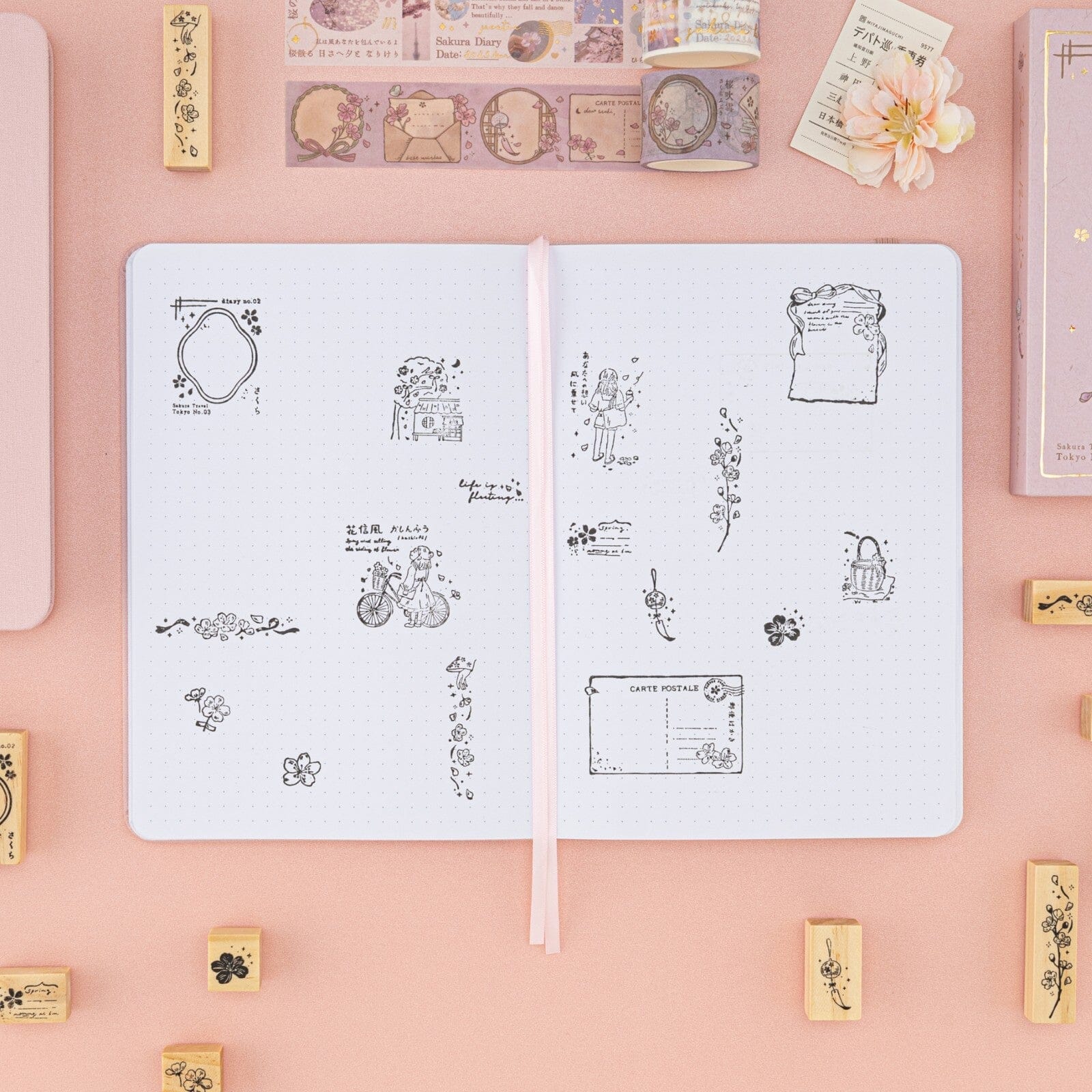 Tsuki 'Sakura Breeze' Bullet Journal Stamp Set ☾