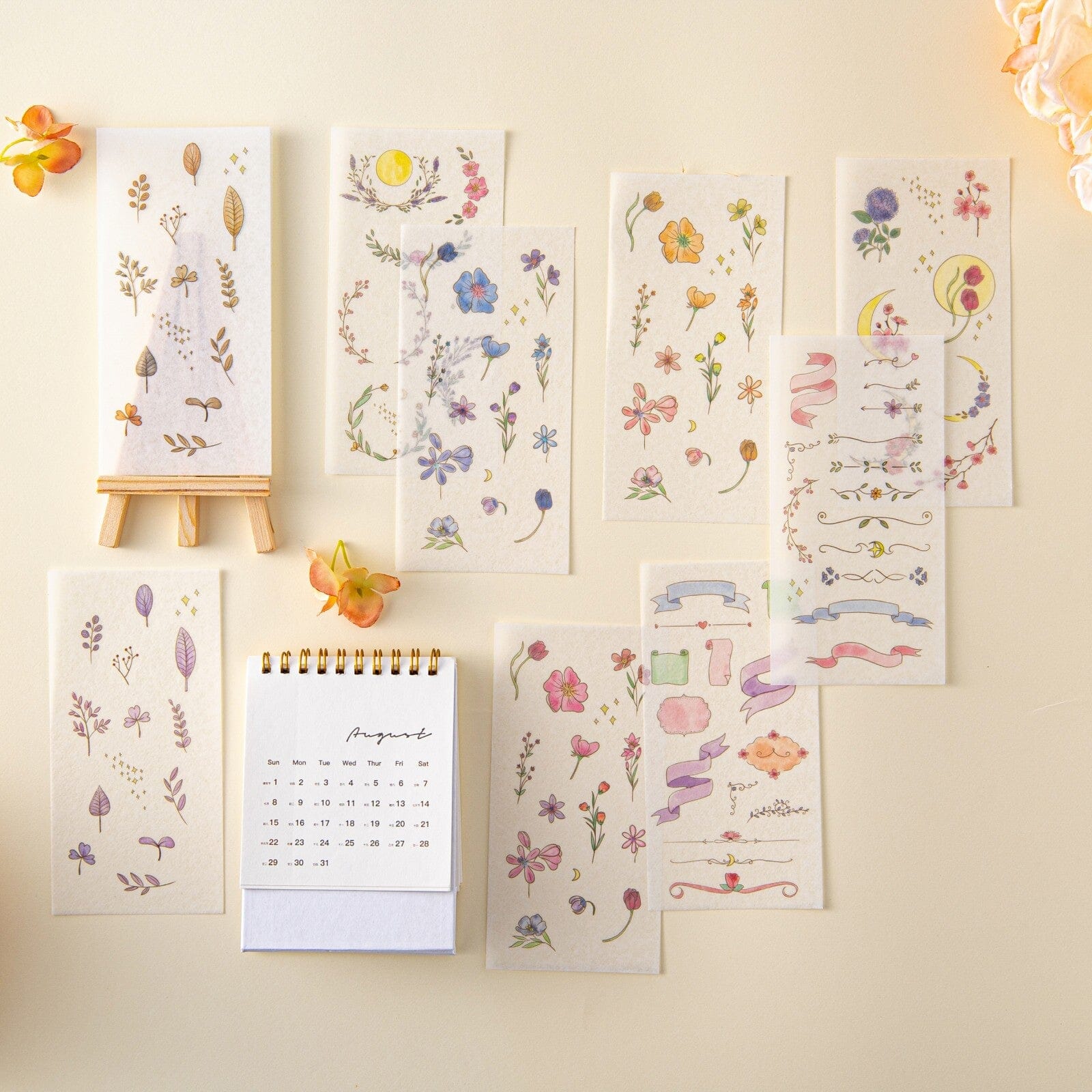 Tsuki 'Watercolour Garden' Stickers - Set Of 10