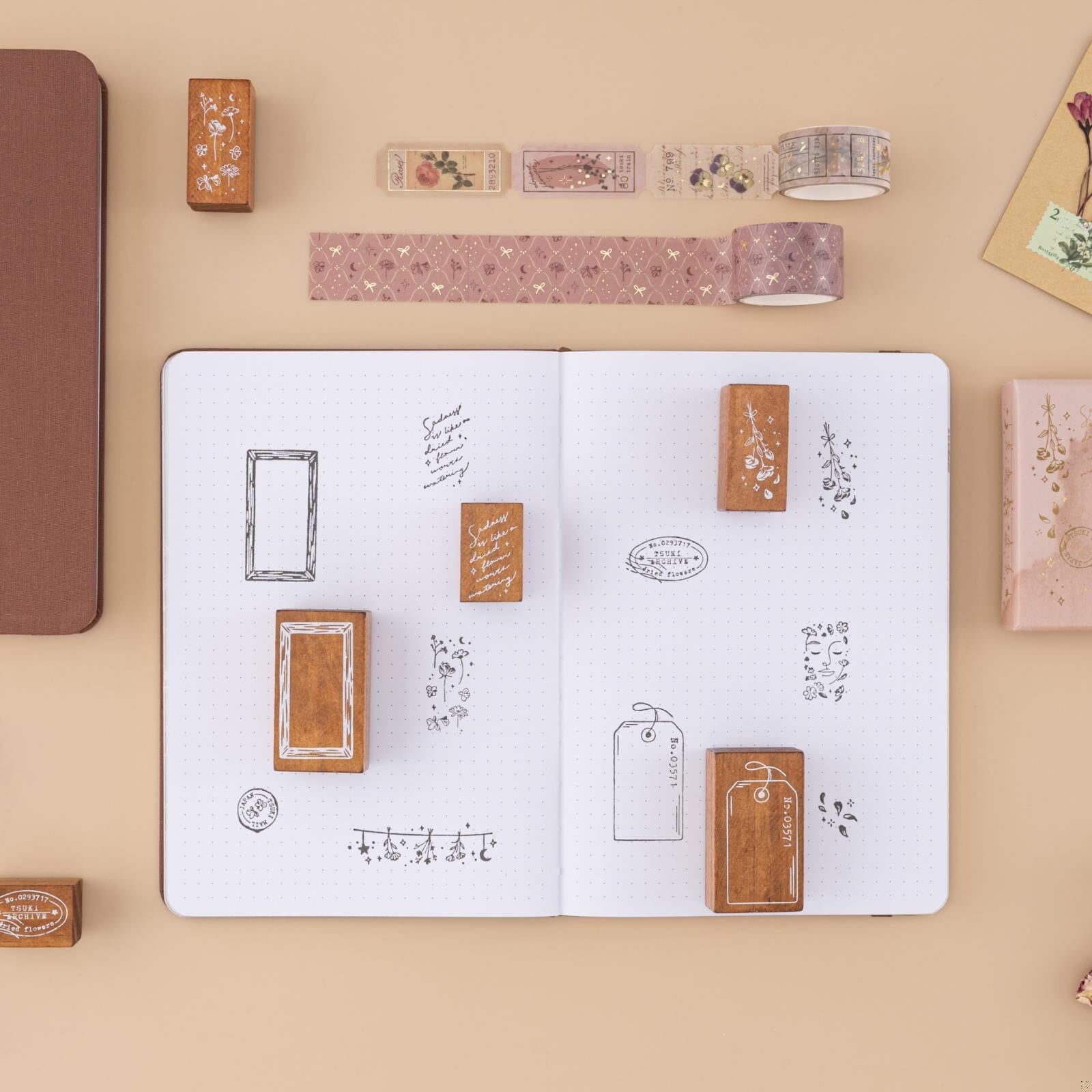 Tsuki 'Dried Flowers' Bullet Journal Stamp Set ☾