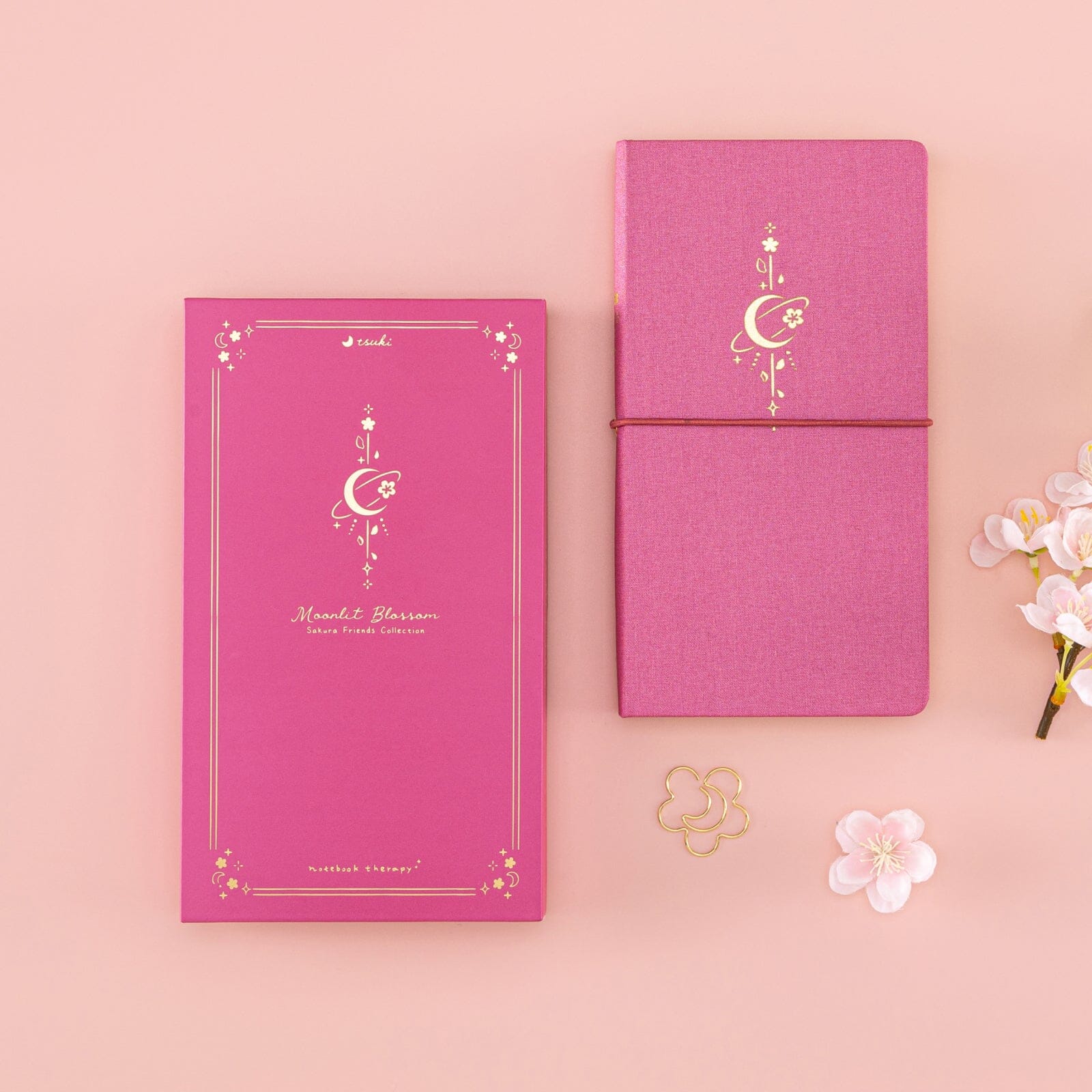 Tsuki 'Moonlit Blossom' Luxury Travel Notebook ☾
