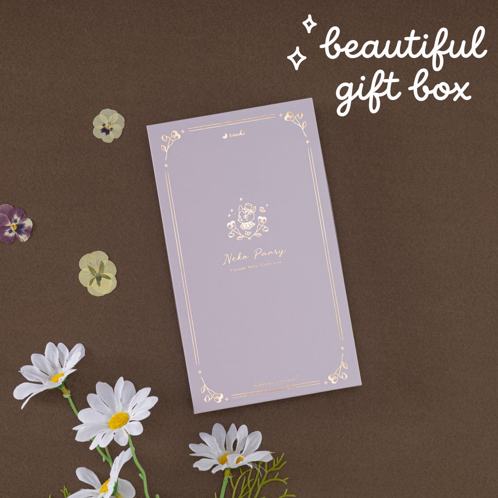 Tsuki 'Neko Pansy' Limited Edition Luxury Travel Notebook ☾