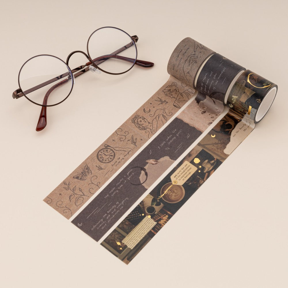 Tsuki 'Dark Academia' Washi Tape Set ☾