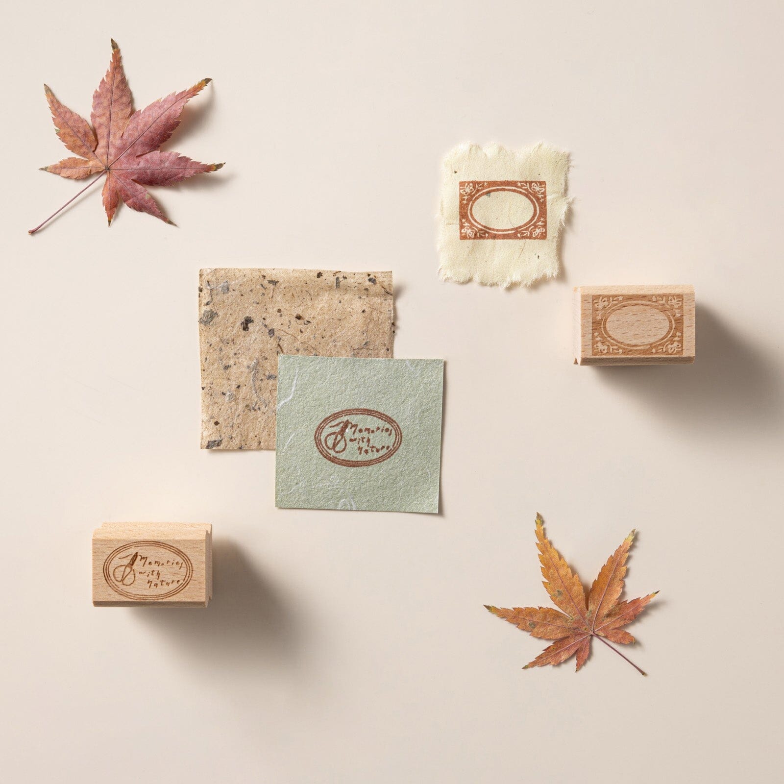 Hinoki - 'Into the Fall' Engraved Wooden Stamps Set