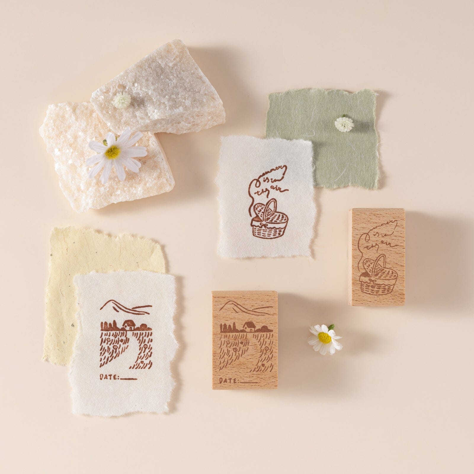 Hinoki - 'Into the Meadow' Engraved Wooden Stamp Set