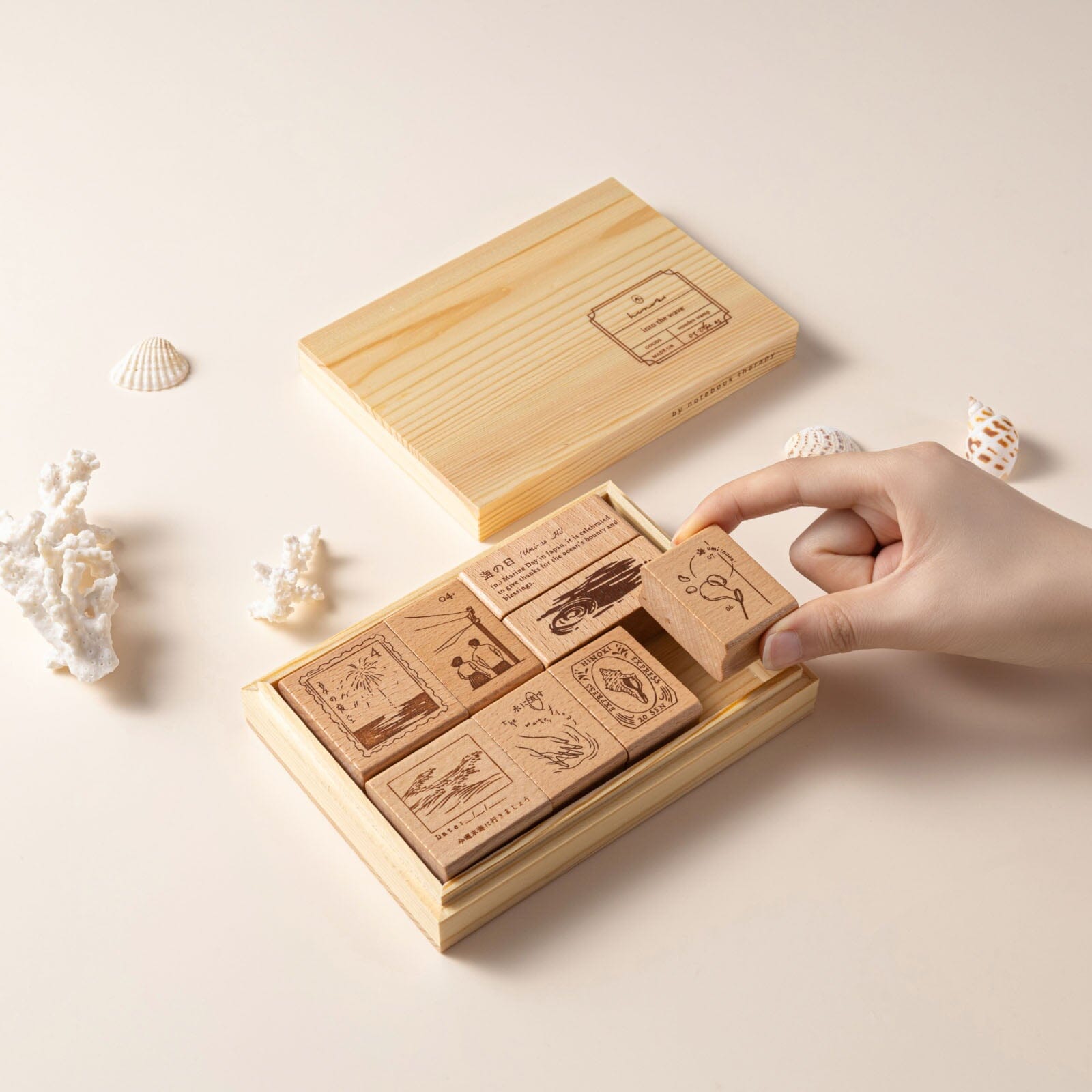 Hinoki - 'Into the Wave' Wooden Stamps Set