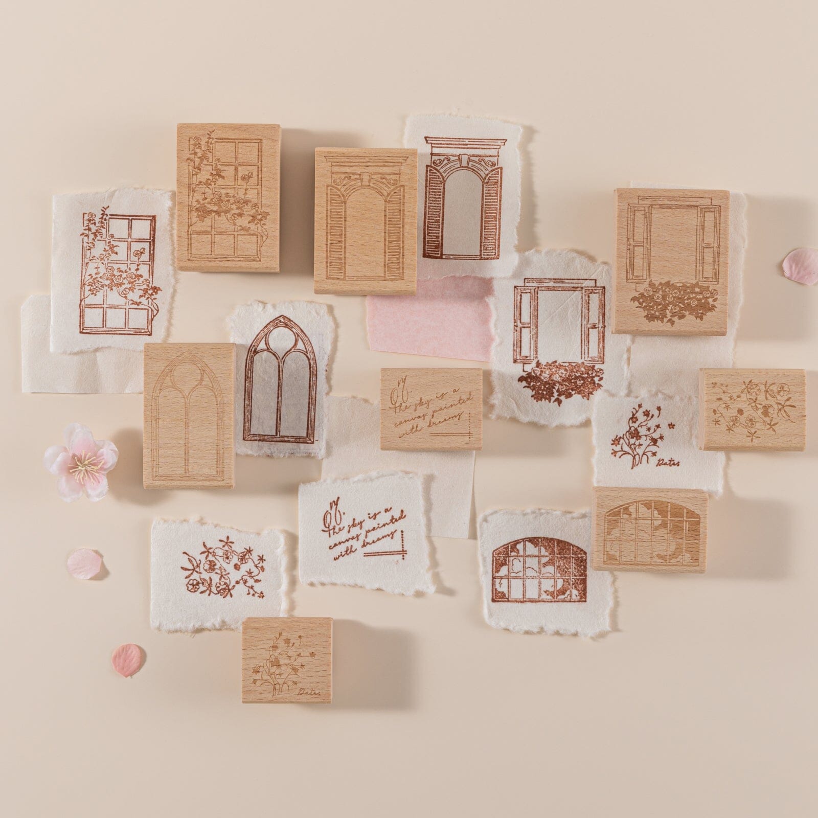Hinoki - 'Into the Sky' Engraved Wooden Stamp Set