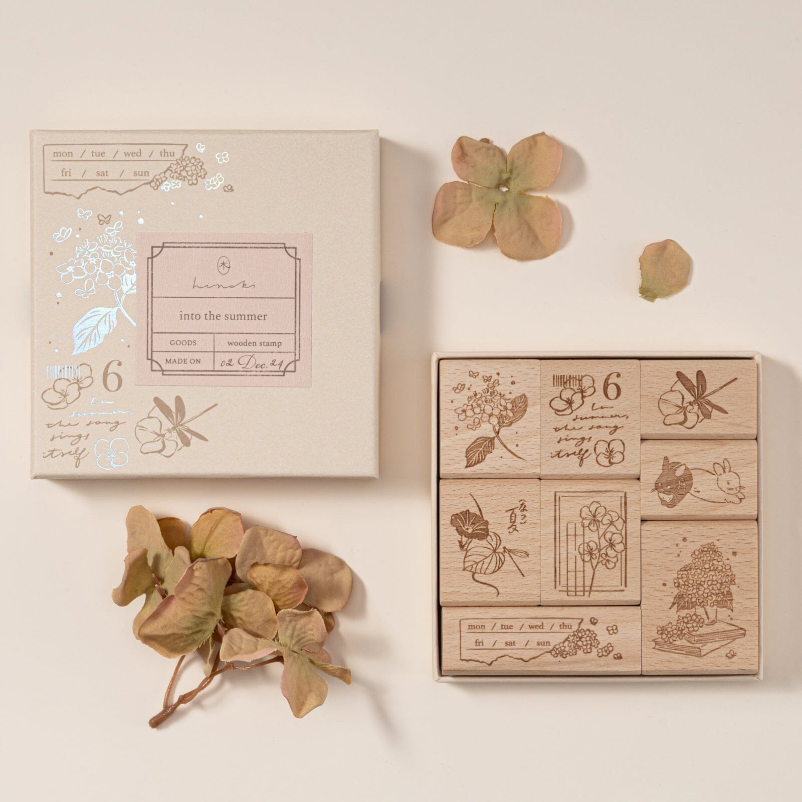 Hinoki - 'Into the Summer' Engraved Wooden Stamp Set