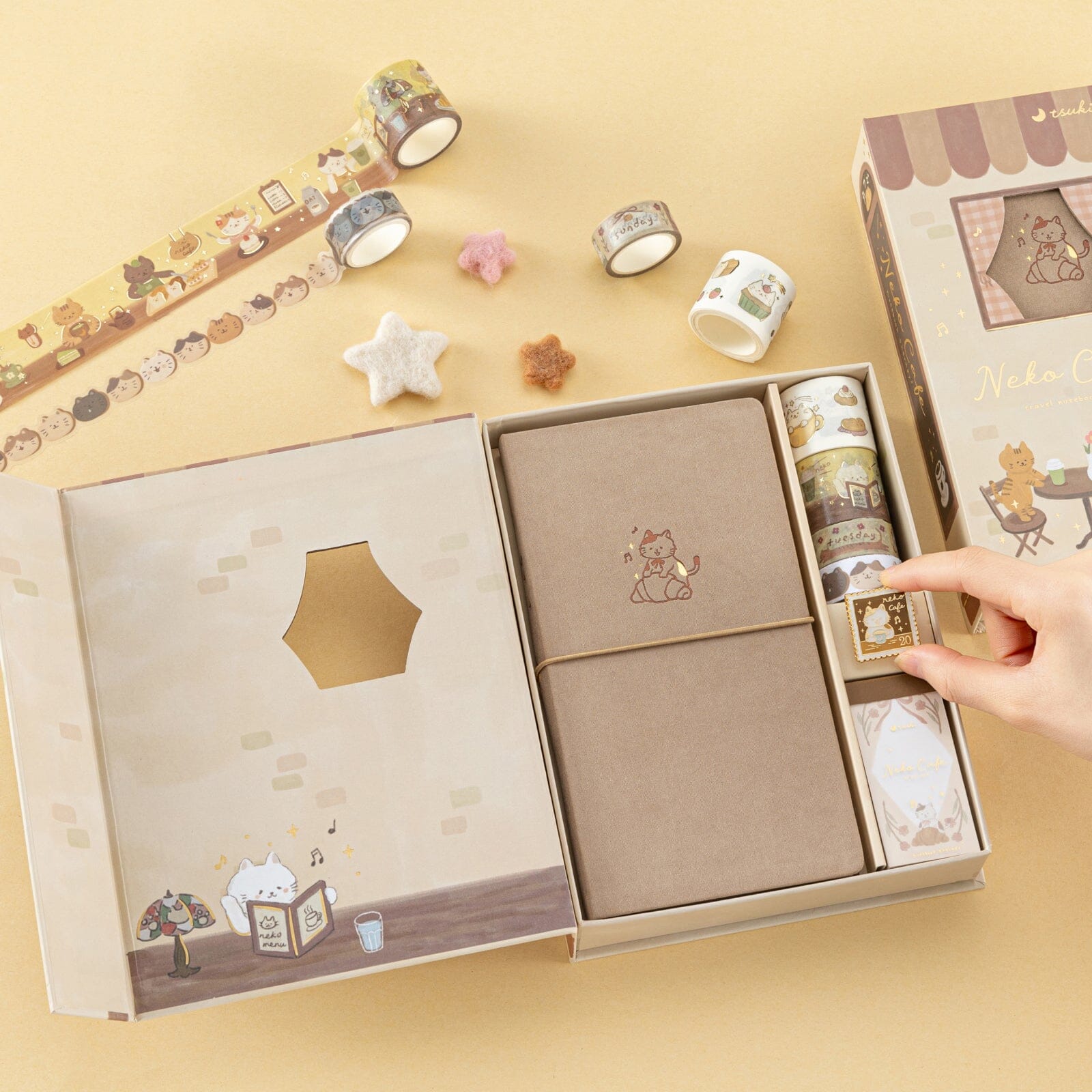Tsuki 'Neko Cafe' Travel Notebook Gift Set ☾
