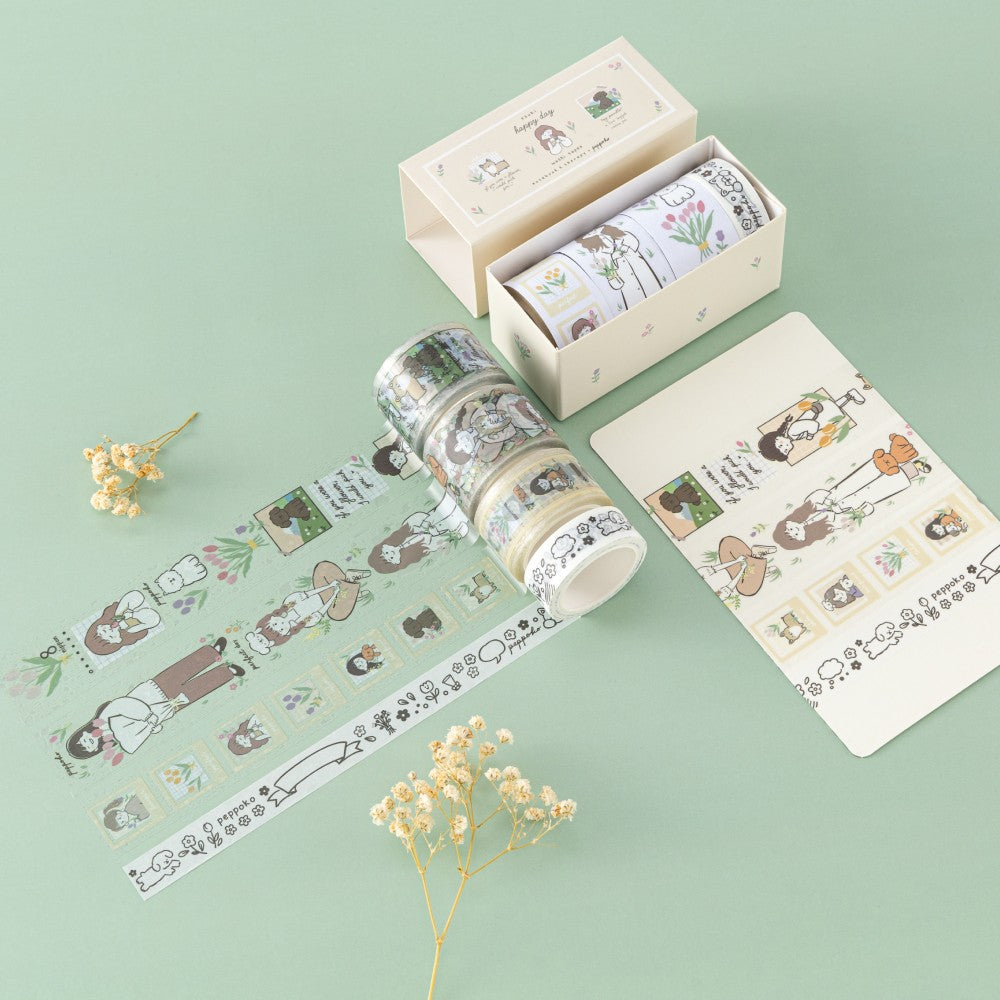 Tsuki 'Happy Day' Washi Tape Set by Notebook Therapy x Peppoko ☾