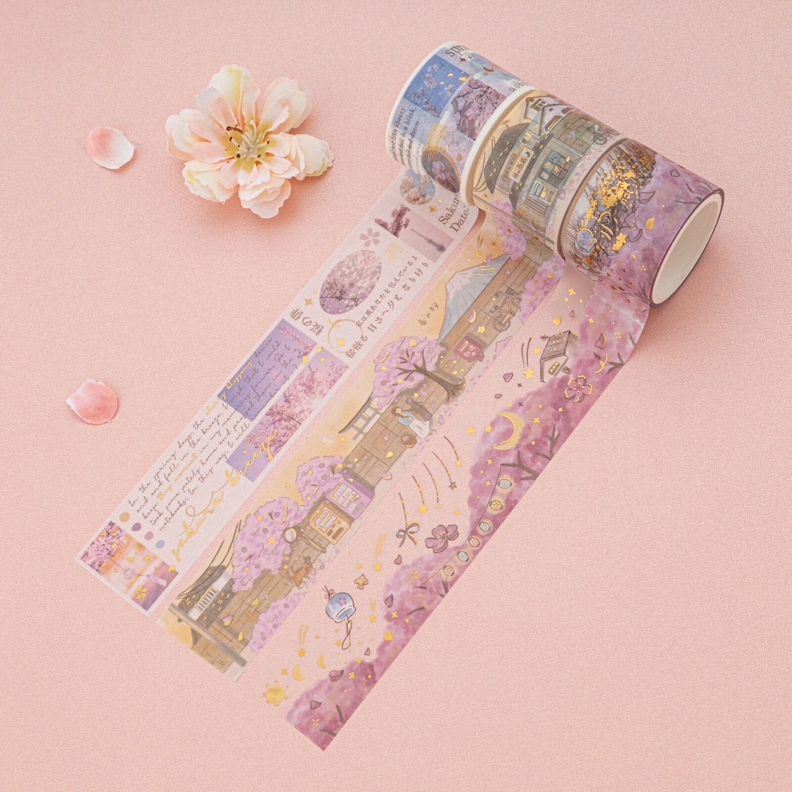 Tsuki 'Sakura Breeze' Washi Tape Set ☾