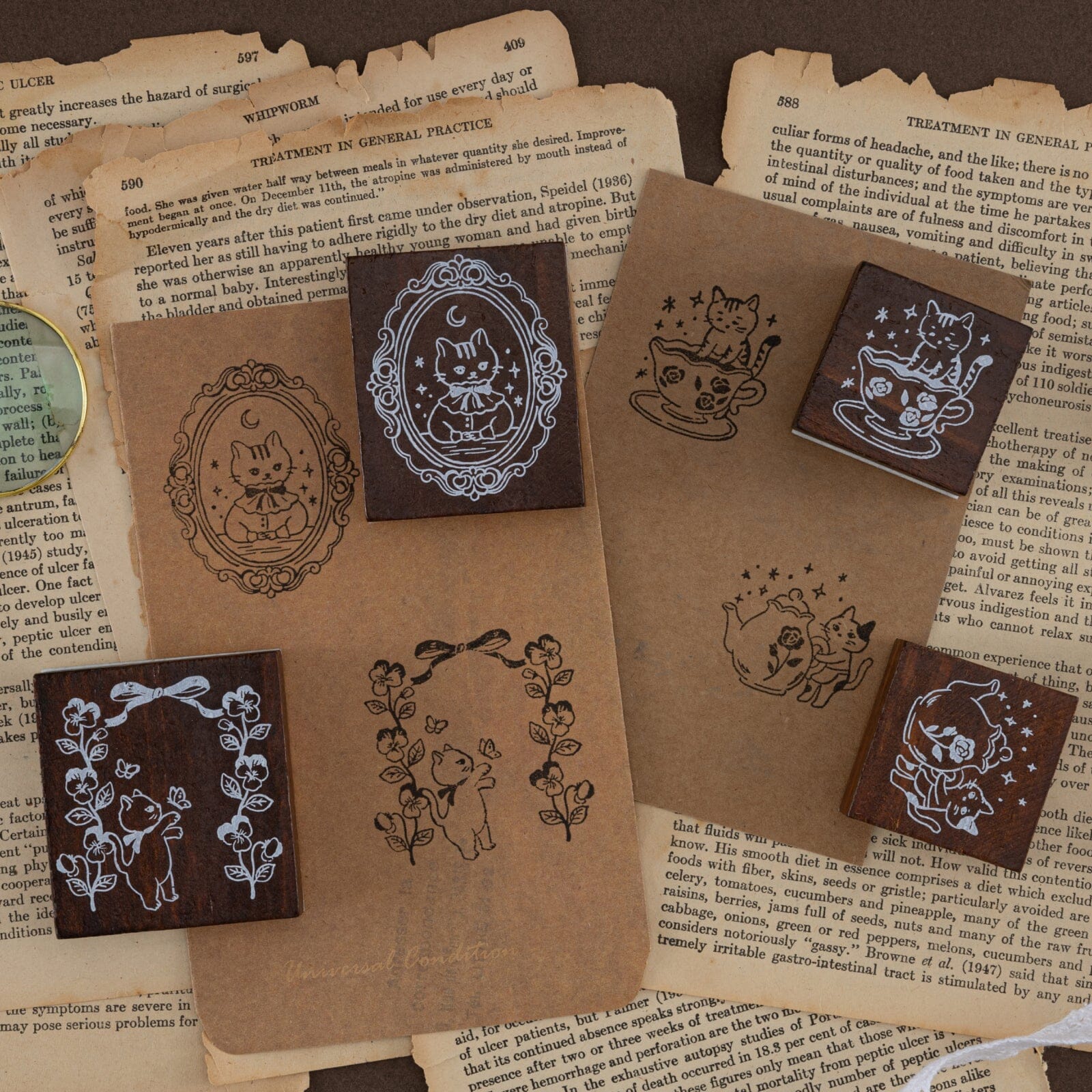 Tsuki 'Vintage Neko' Bullet Journal Stamp Set ☾
