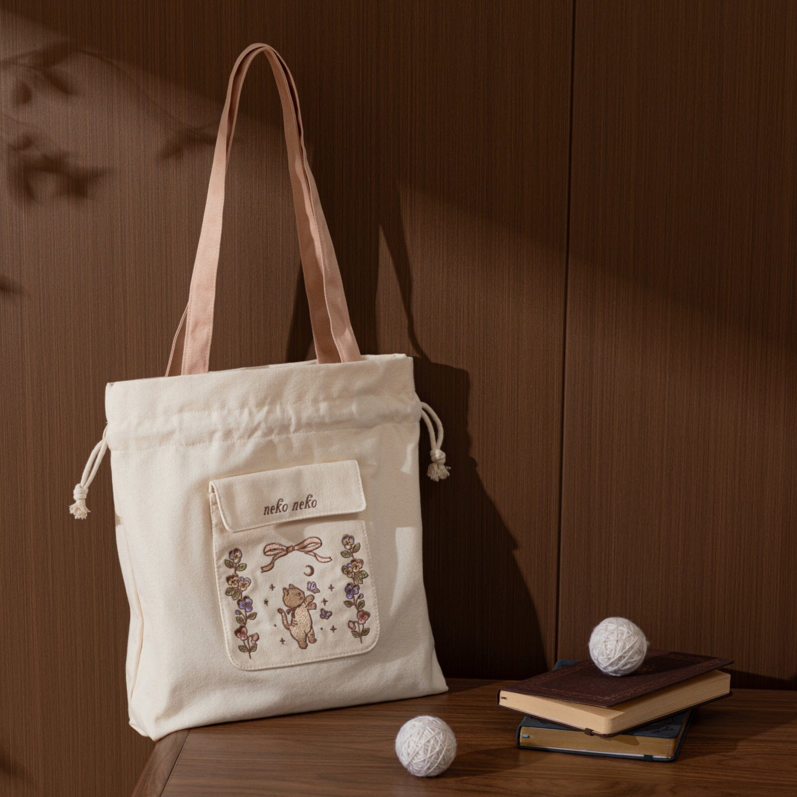 Tsuki 'Vintage Neko' Limited Edition Embroidered Tote Bag ☾