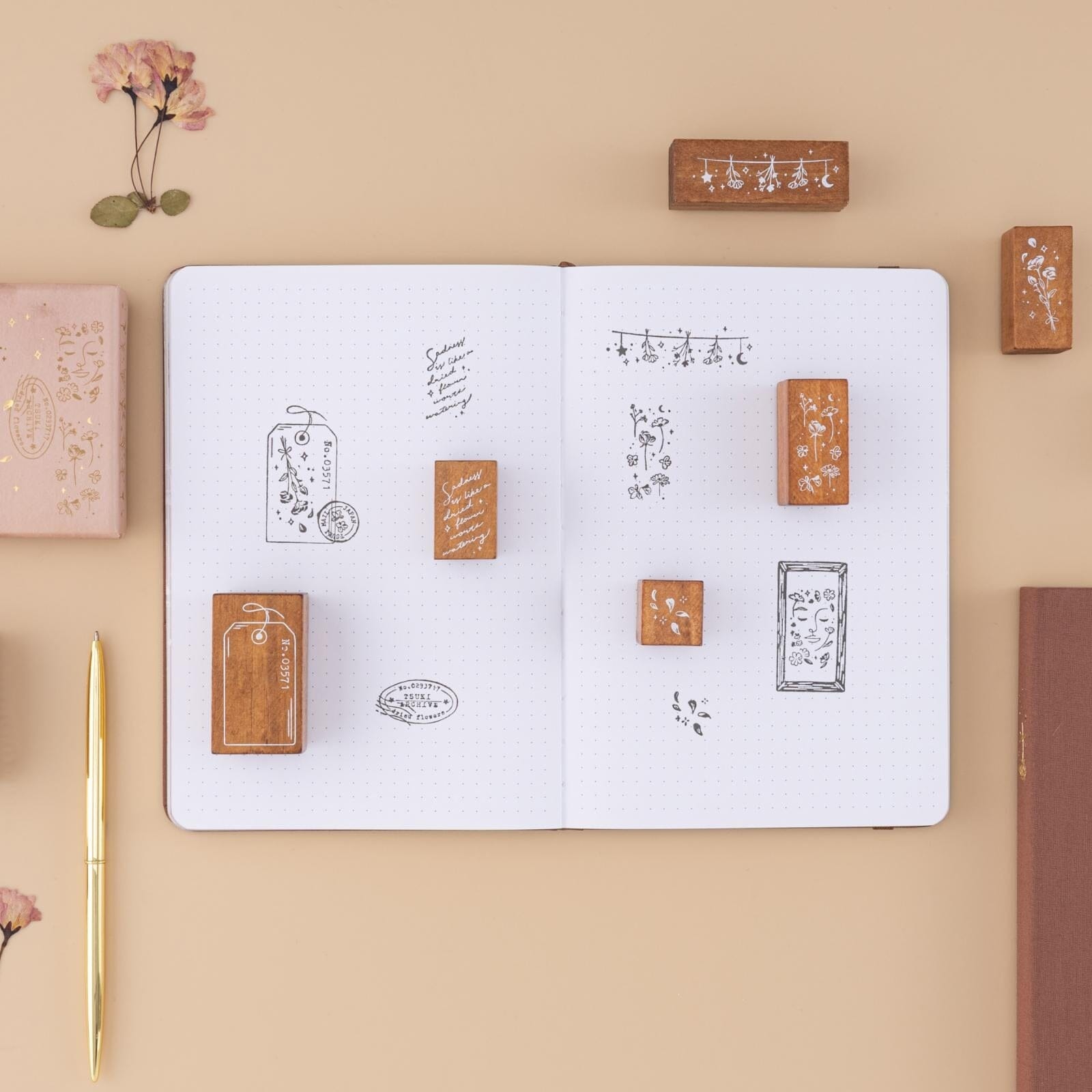 Tsuki 'Dried Flowers' Bullet Journal Stamp Set ☾