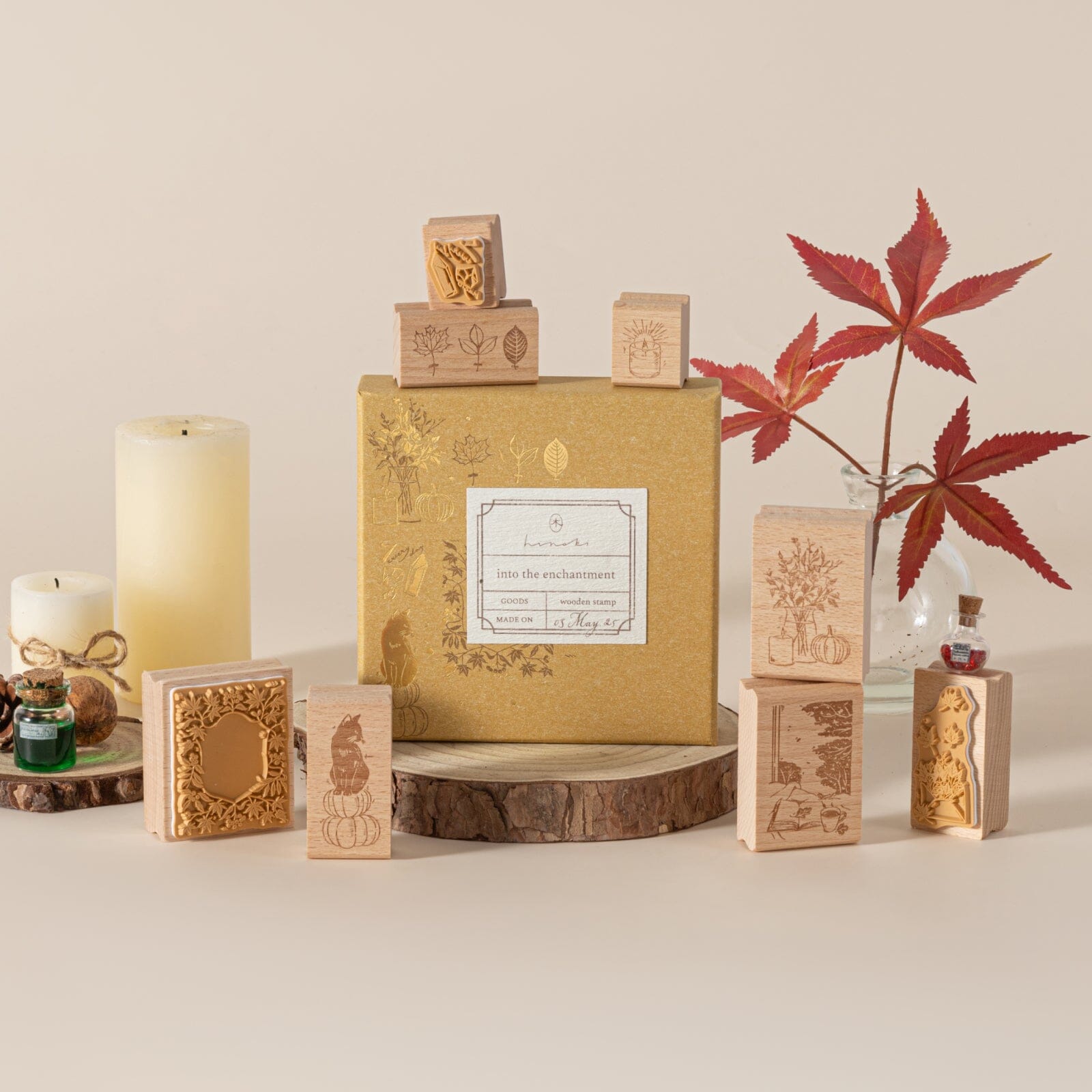 Hinoki - 'Into the Enchantment' Engraved Wooden Stamp Set