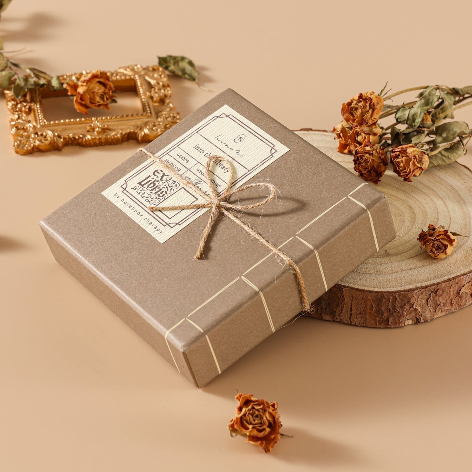 Hinoki - 'Into the Library' Engraved Wooden Stamp Set